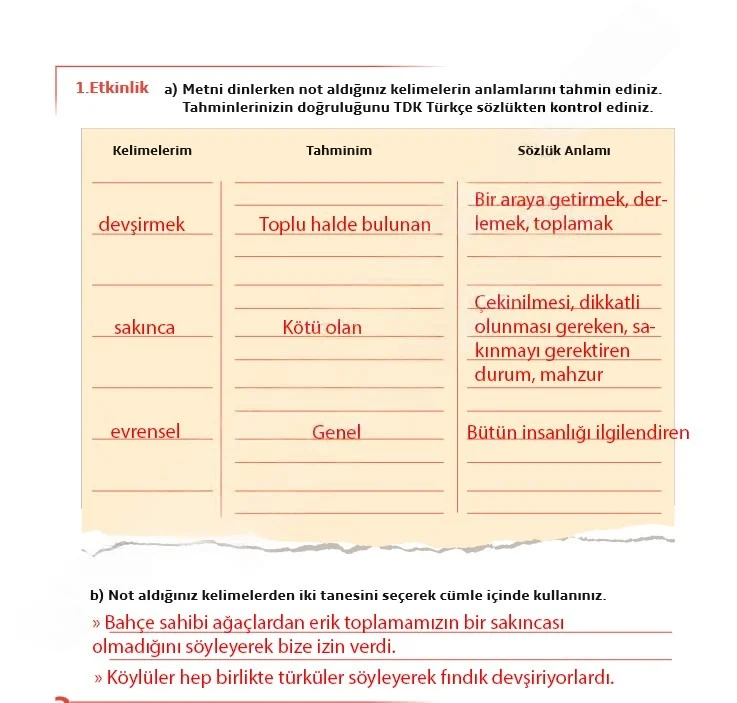 7. Sınıf Türkçe Ders Kitabı Cevapları Meb Yayınları 1. Kitap Sayfa 61 Çözüm Görseli