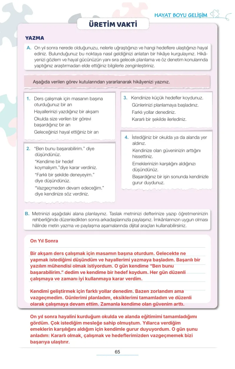 7. Sınıf Türkçe Ders Kitabı Cevapları Meb Yayınları 1. Kitap Sayfa 65 Çözüm Görseli