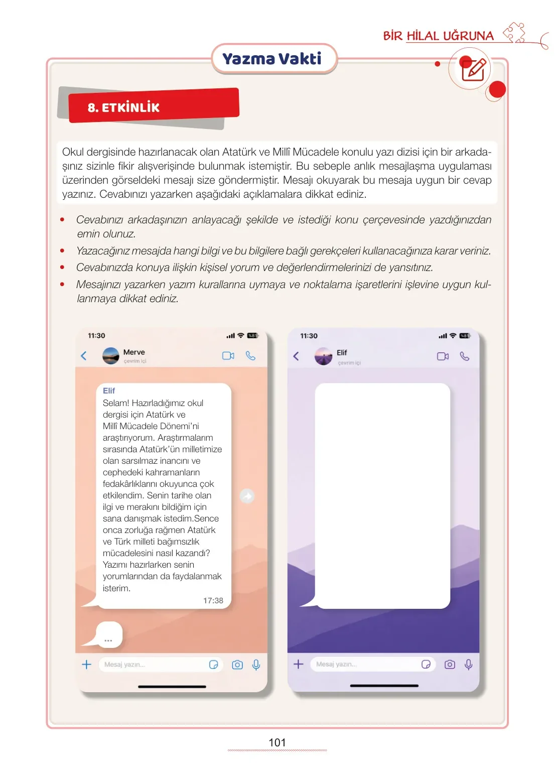 7. Sınıf Türkçe Ders Kitabı Cevapları Meb Yayınları 1. Kitap Sayfa 101