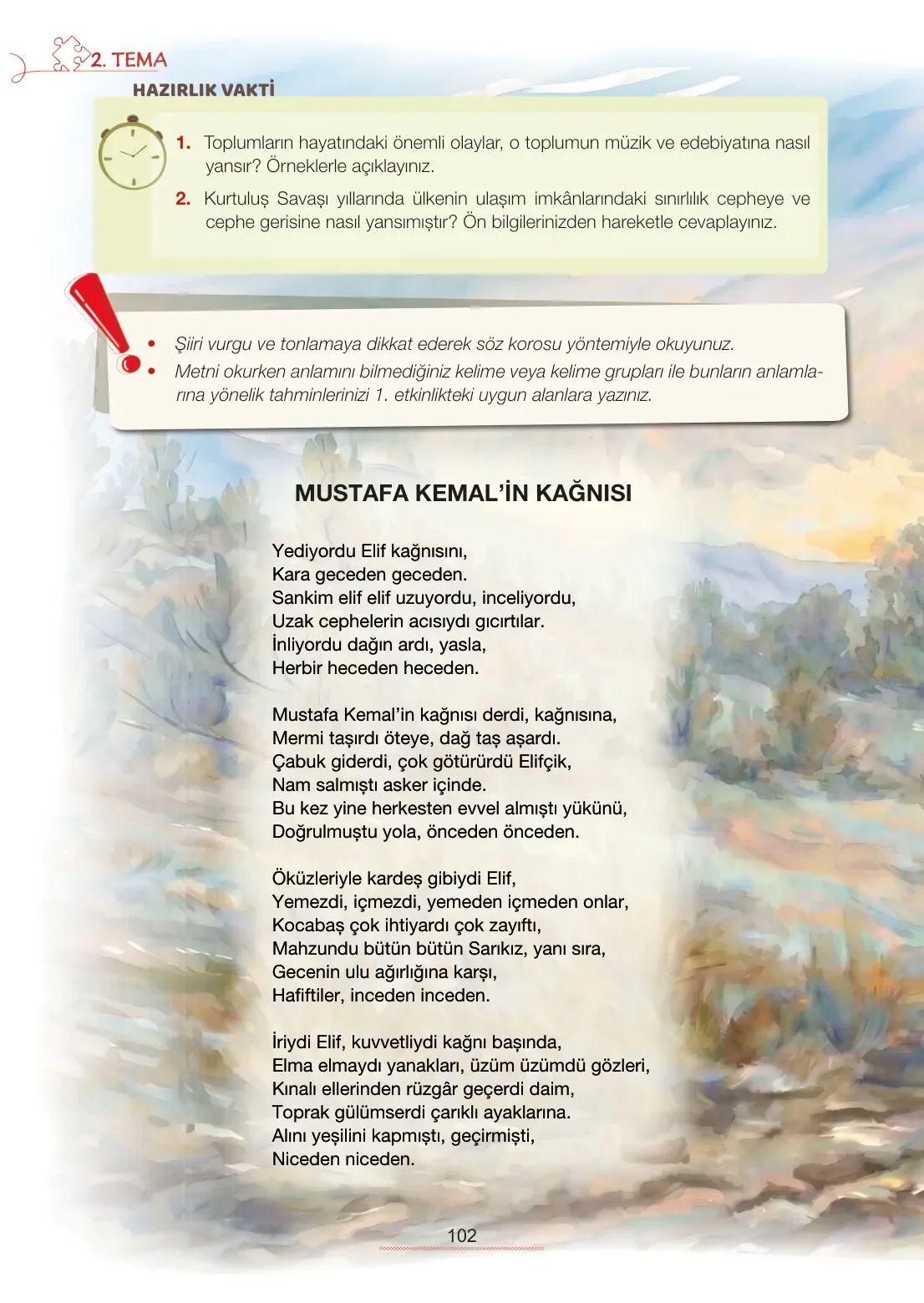 7. Sınıf Türkçe Ders Kitabı Cevapları Meb Yayınları 1. Kitap Sayfa 102