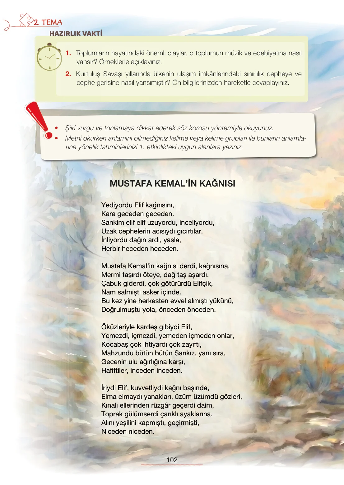 7. Sınıf Türkçe Ders Kitabı Cevapları Meb Yayınları 1. Kitap Sayfa 102