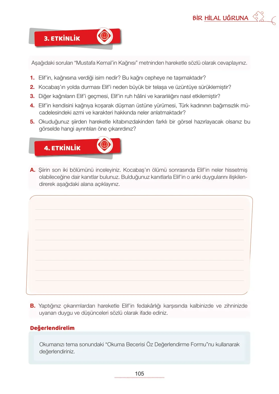 7. Sınıf Türkçe Ders Kitabı Cevapları Meb Yayınları 1. Kitap Sayfa 105