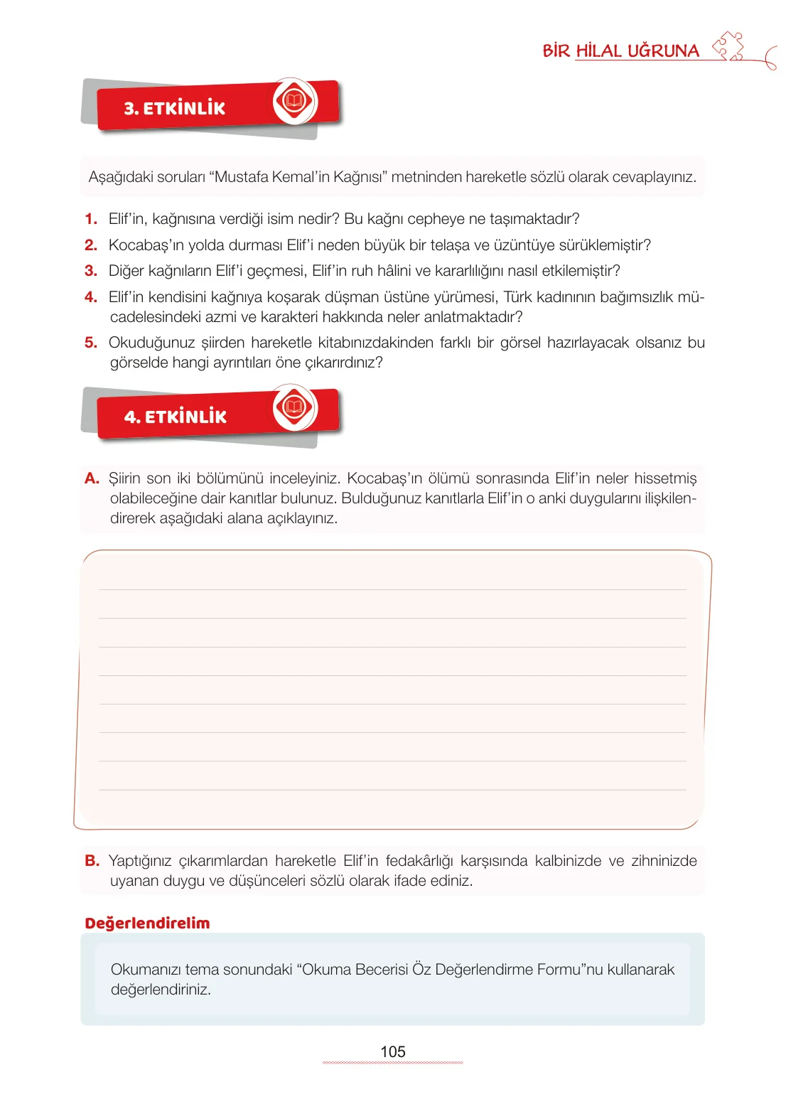 7. Sınıf Türkçe Ders Kitabı Cevapları Meb Yayınları 1. Kitap Sayfa 105