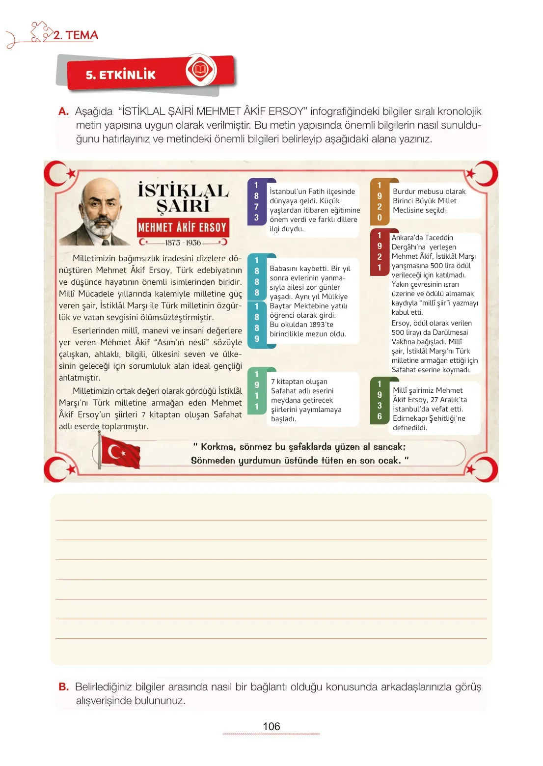 7. Sınıf Türkçe Ders Kitabı Cevapları Meb Yayınları 1. Kitap Sayfa 106