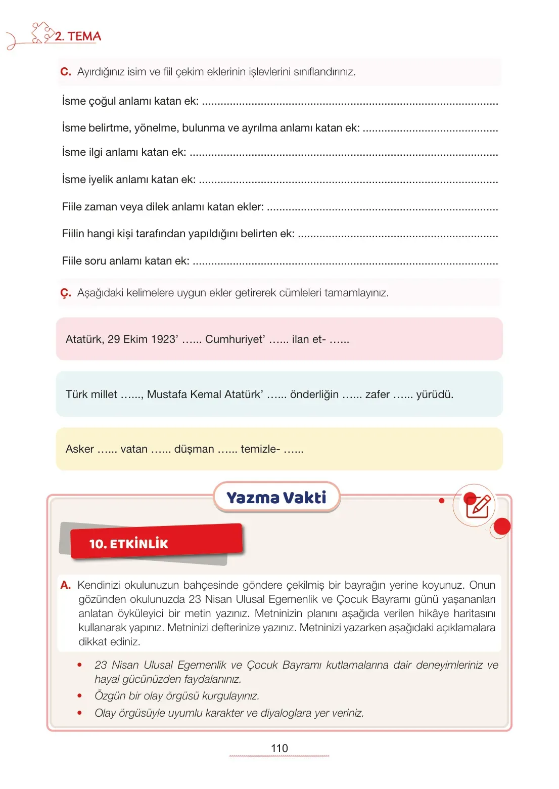 7. Sınıf Türkçe Ders Kitabı Cevapları Meb Yayınları 1. Kitap Sayfa 110