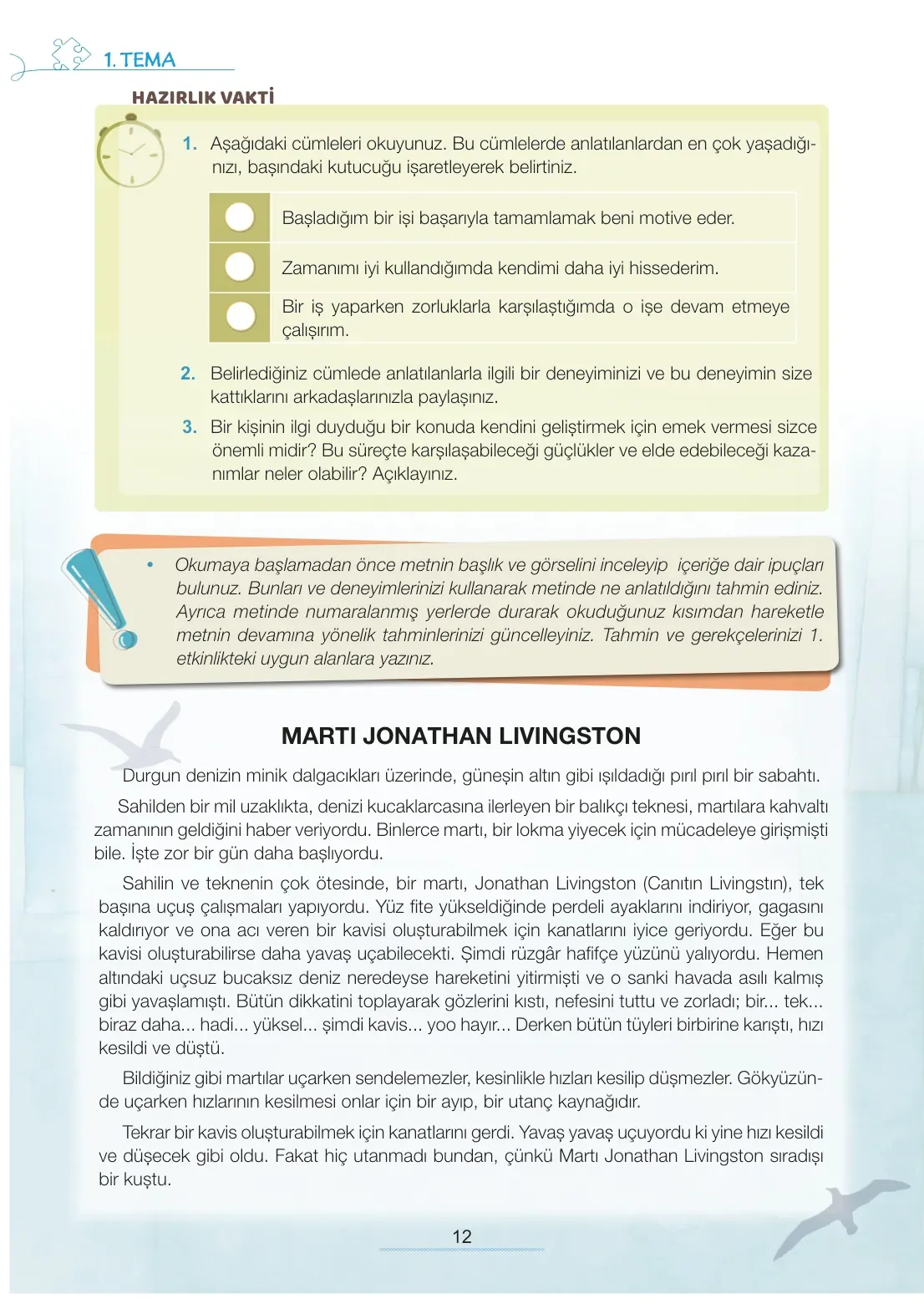 7. Sınıf Türkçe Ders Kitabı Cevapları Meb Yayınları 1. Kitap Sayfa 12