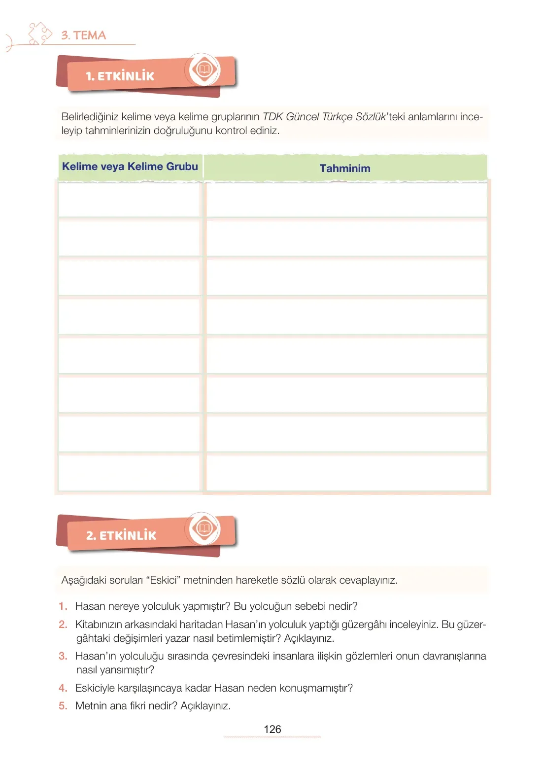 7. Sınıf Türkçe Ders Kitabı Cevapları Meb Yayınları 1. Kitap Sayfa 126