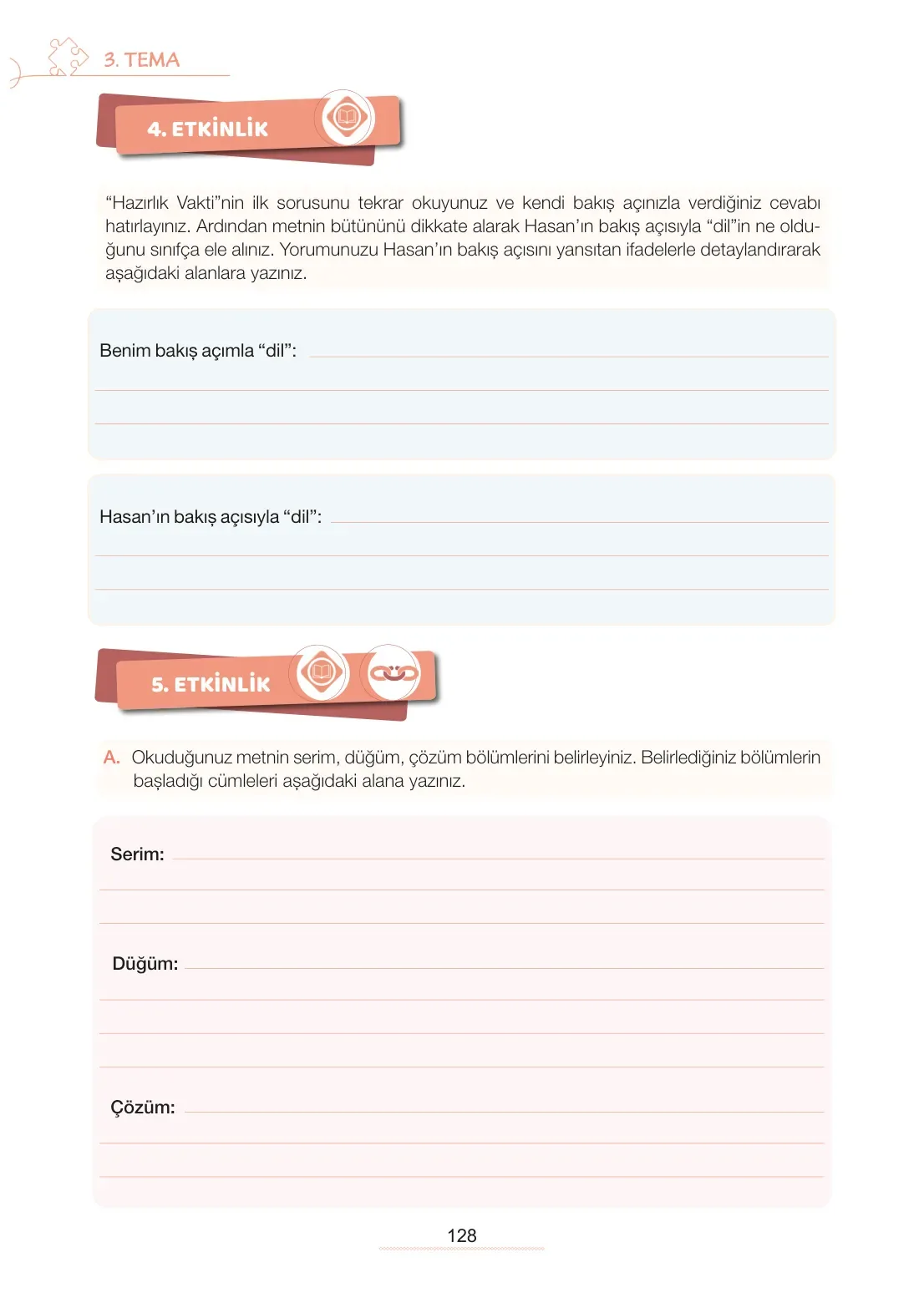 7. Sınıf Türkçe Ders Kitabı Cevapları Meb Yayınları 1. Kitap Sayfa 128