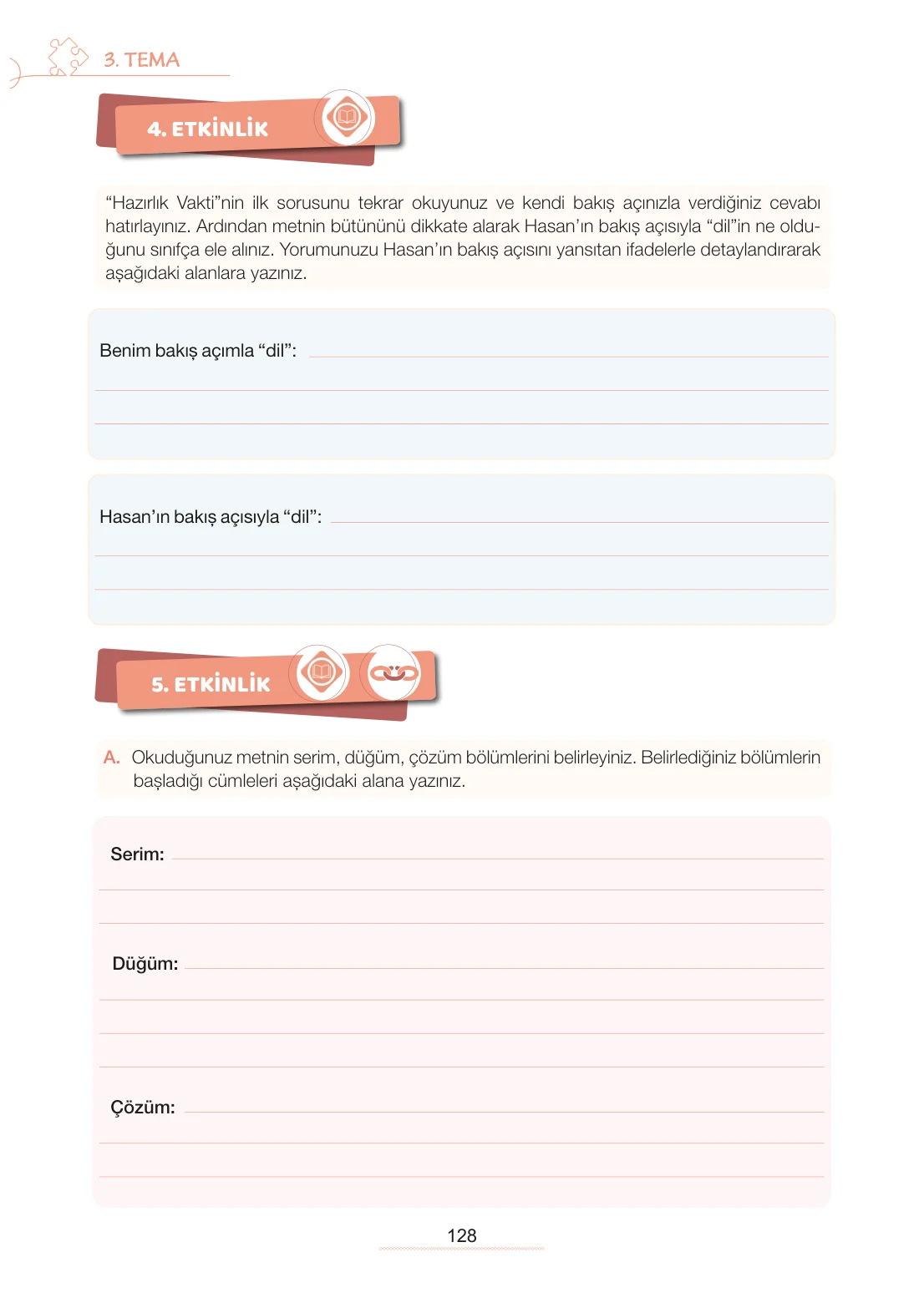 7. Sınıf Türkçe Ders Kitabı Cevapları Meb Yayınları 1. Kitap Sayfa 128