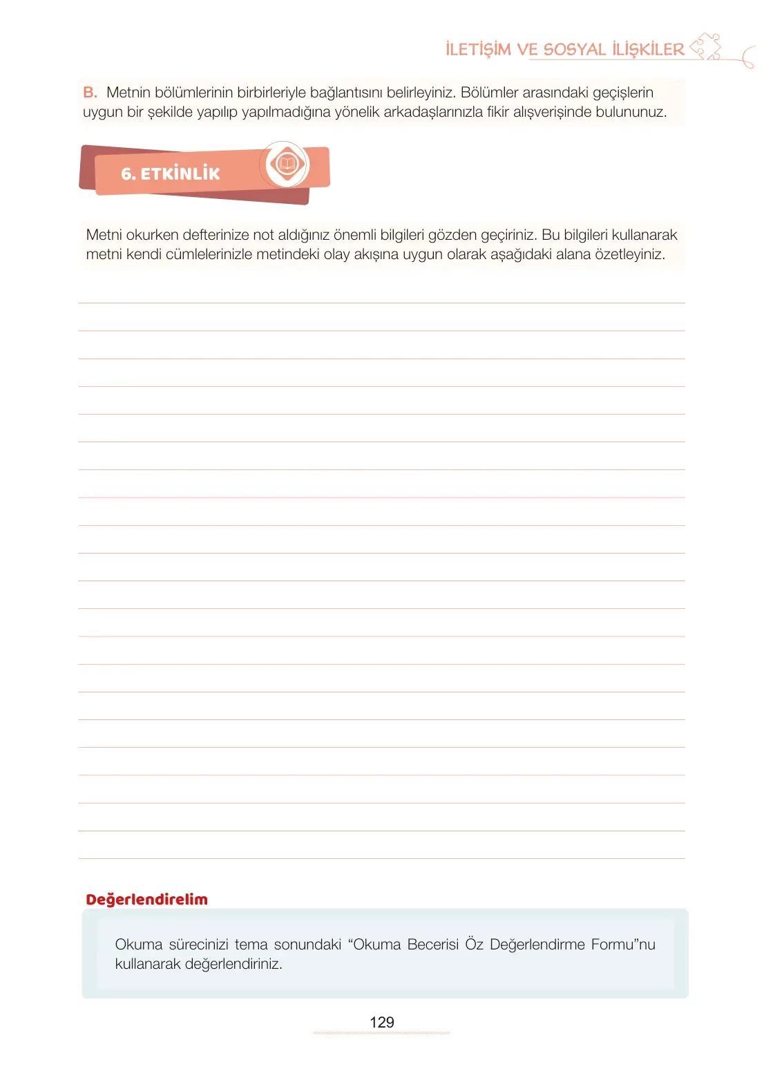 7. Sınıf Türkçe Ders Kitabı Cevapları Meb Yayınları 1. Kitap Sayfa 129