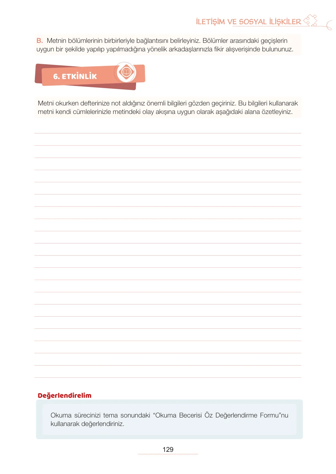 7. Sınıf Türkçe Ders Kitabı Cevapları Meb Yayınları 1. Kitap Sayfa 129