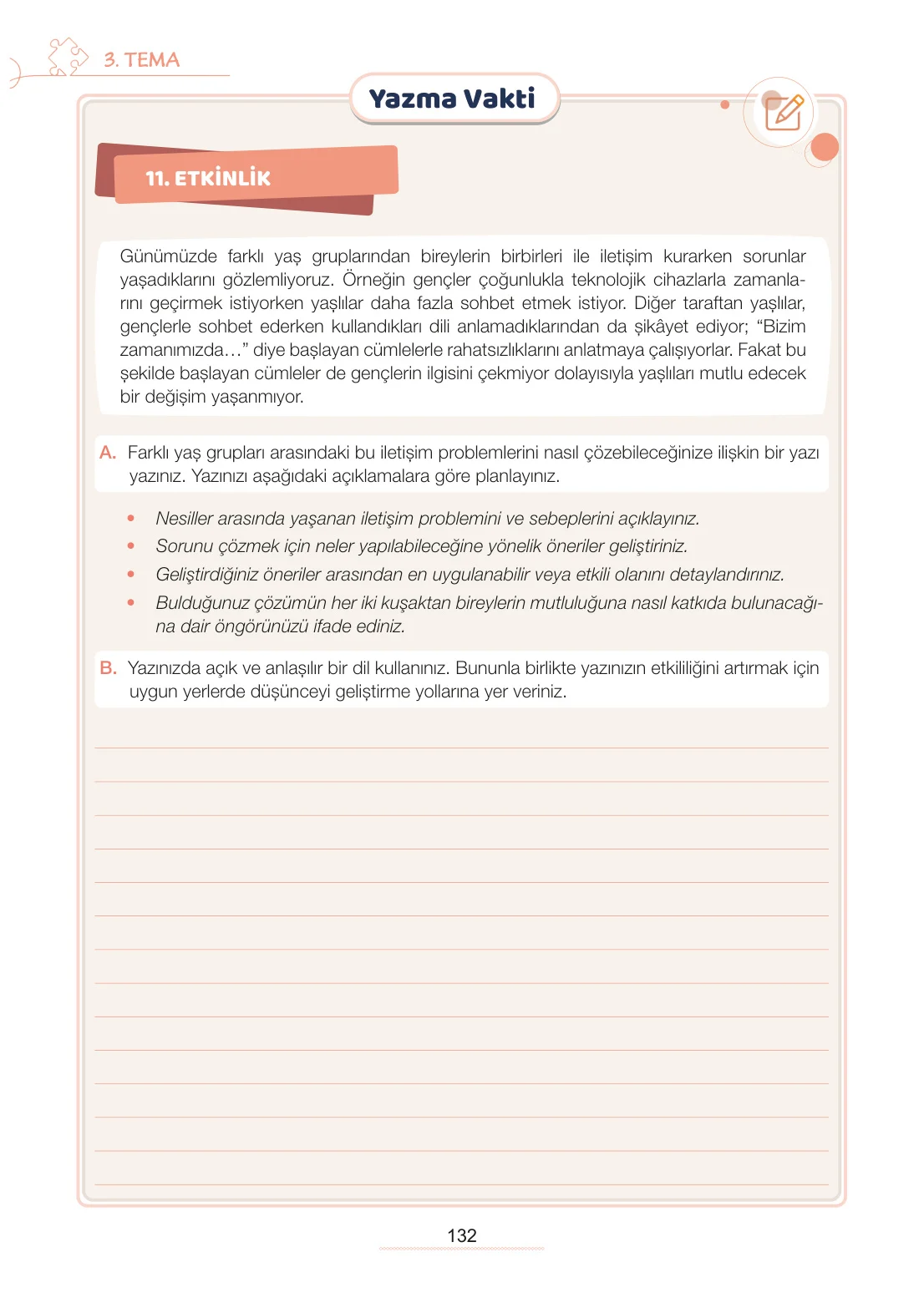 7. Sınıf Türkçe Ders Kitabı Cevapları Meb Yayınları 1. Kitap Sayfa 132