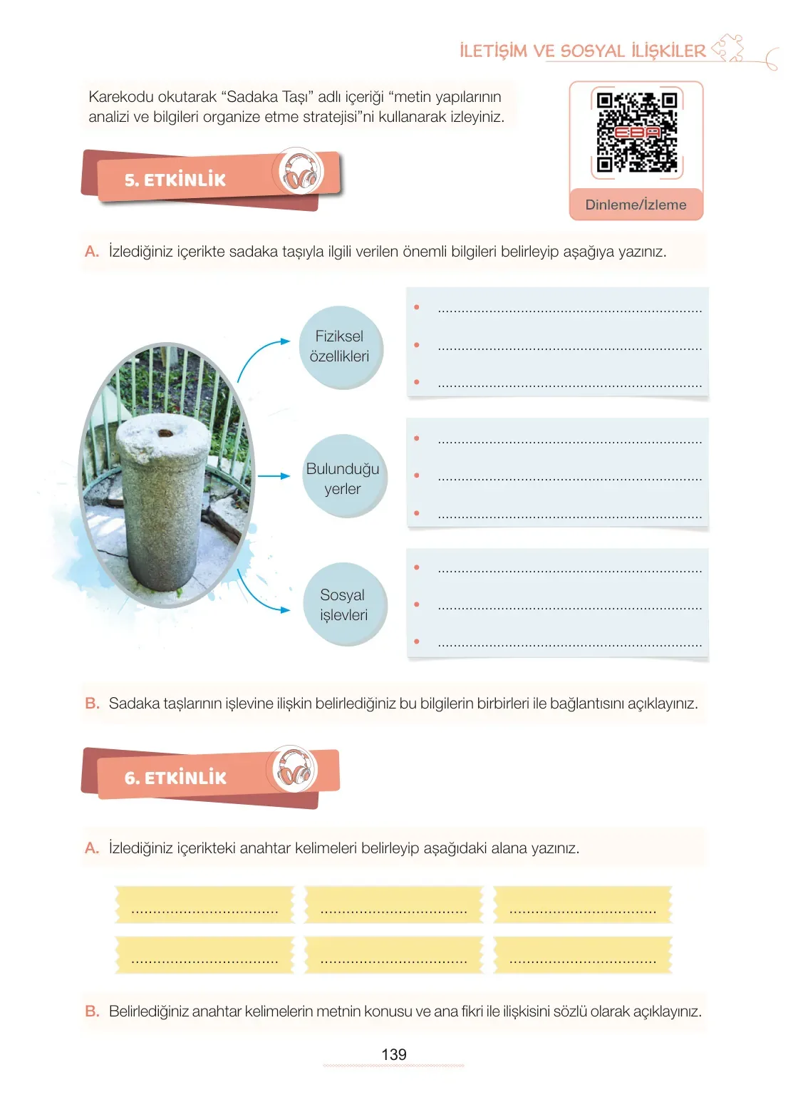 7. Sınıf Türkçe Ders Kitabı Cevapları Meb Yayınları 1. Kitap Sayfa 139