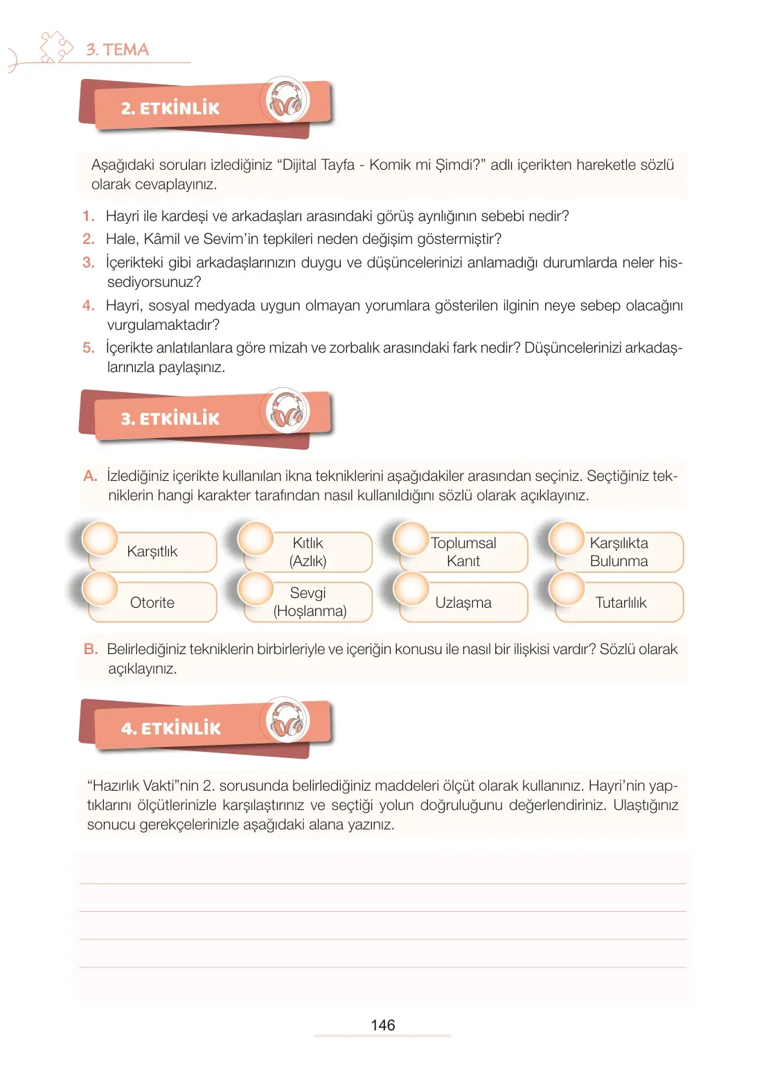 7. Sınıf Türkçe Ders Kitabı Cevapları Meb Yayınları 1. Kitap Sayfa 146