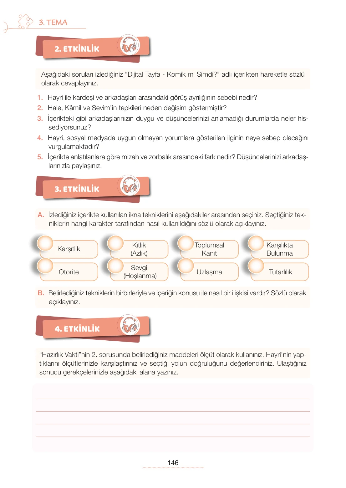7. Sınıf Türkçe Ders Kitabı Cevapları Meb Yayınları 1. Kitap Sayfa 146