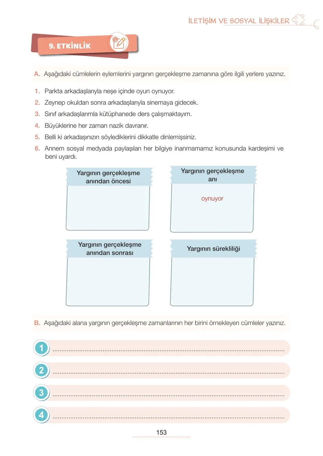 7. Sınıf Türkçe Ders Kitabı Cevapları Meb Yayınları 1. Kitap Sayfa 153