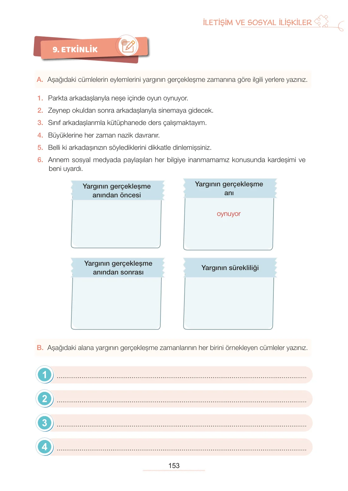 7. Sınıf Türkçe Ders Kitabı Cevapları Meb Yayınları 1. Kitap Sayfa 153