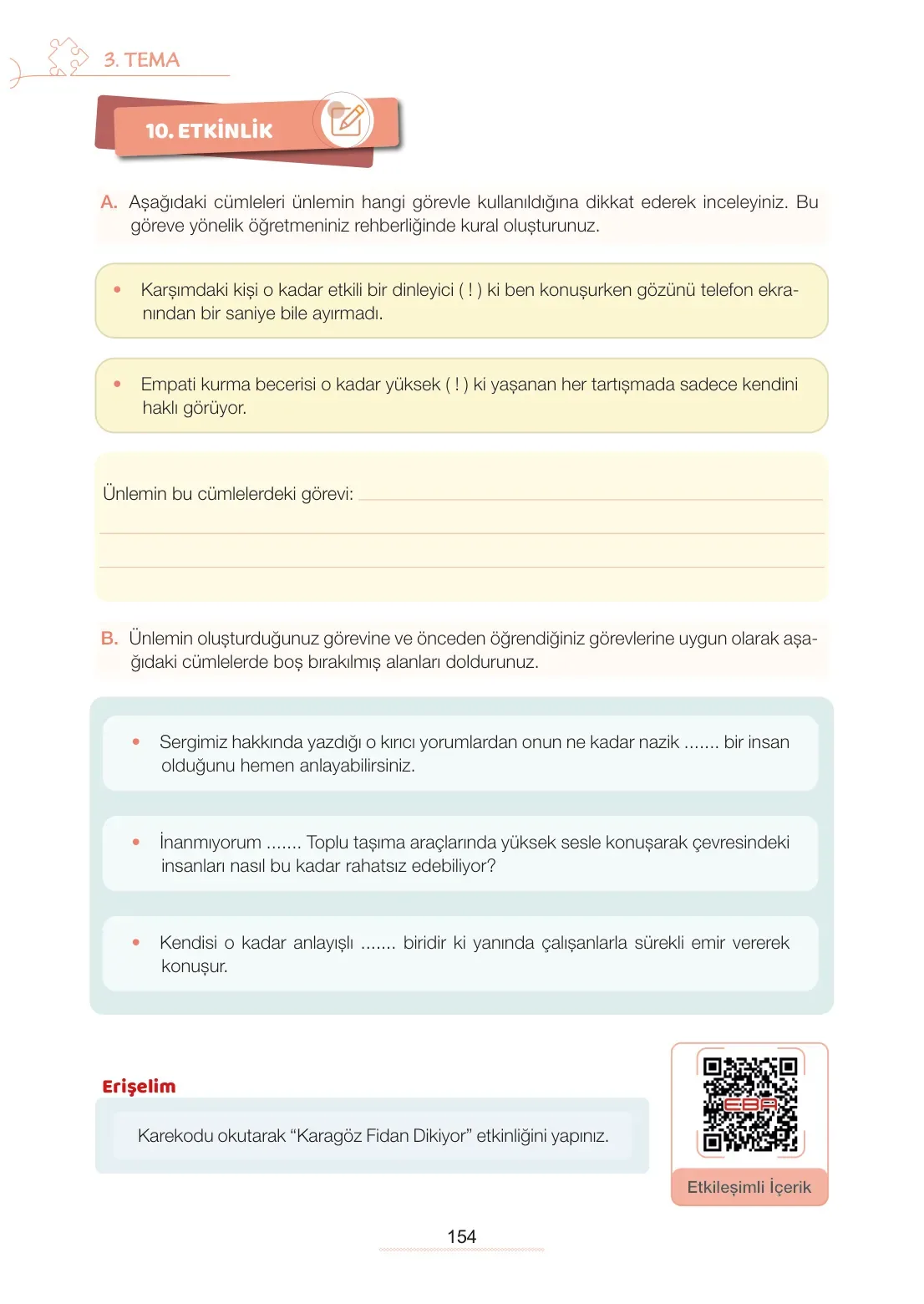 7. Sınıf Türkçe Ders Kitabı Cevapları Meb Yayınları 1. Kitap Sayfa 154