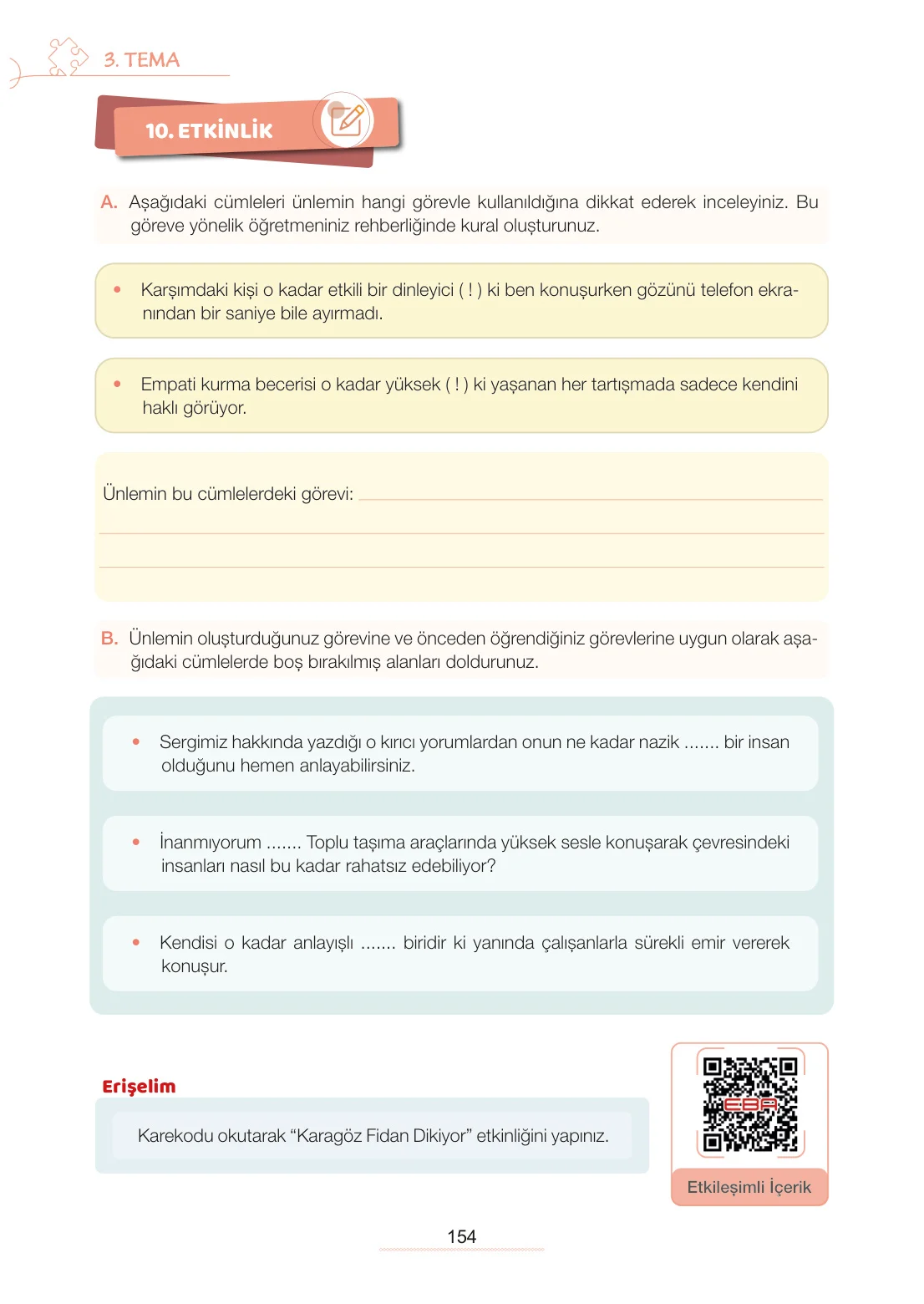 7. Sınıf Türkçe Ders Kitabı Cevapları Meb Yayınları 1. Kitap Sayfa 154