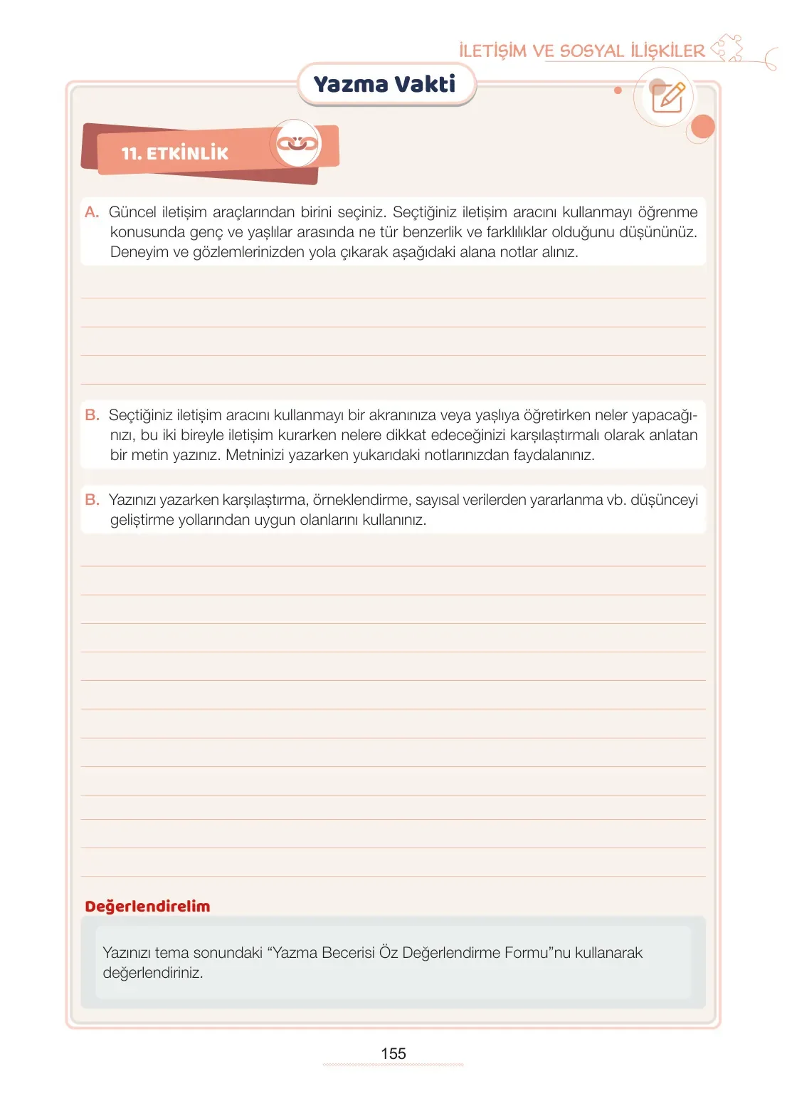 7. Sınıf Türkçe Ders Kitabı Cevapları Meb Yayınları 1. Kitap Sayfa 155