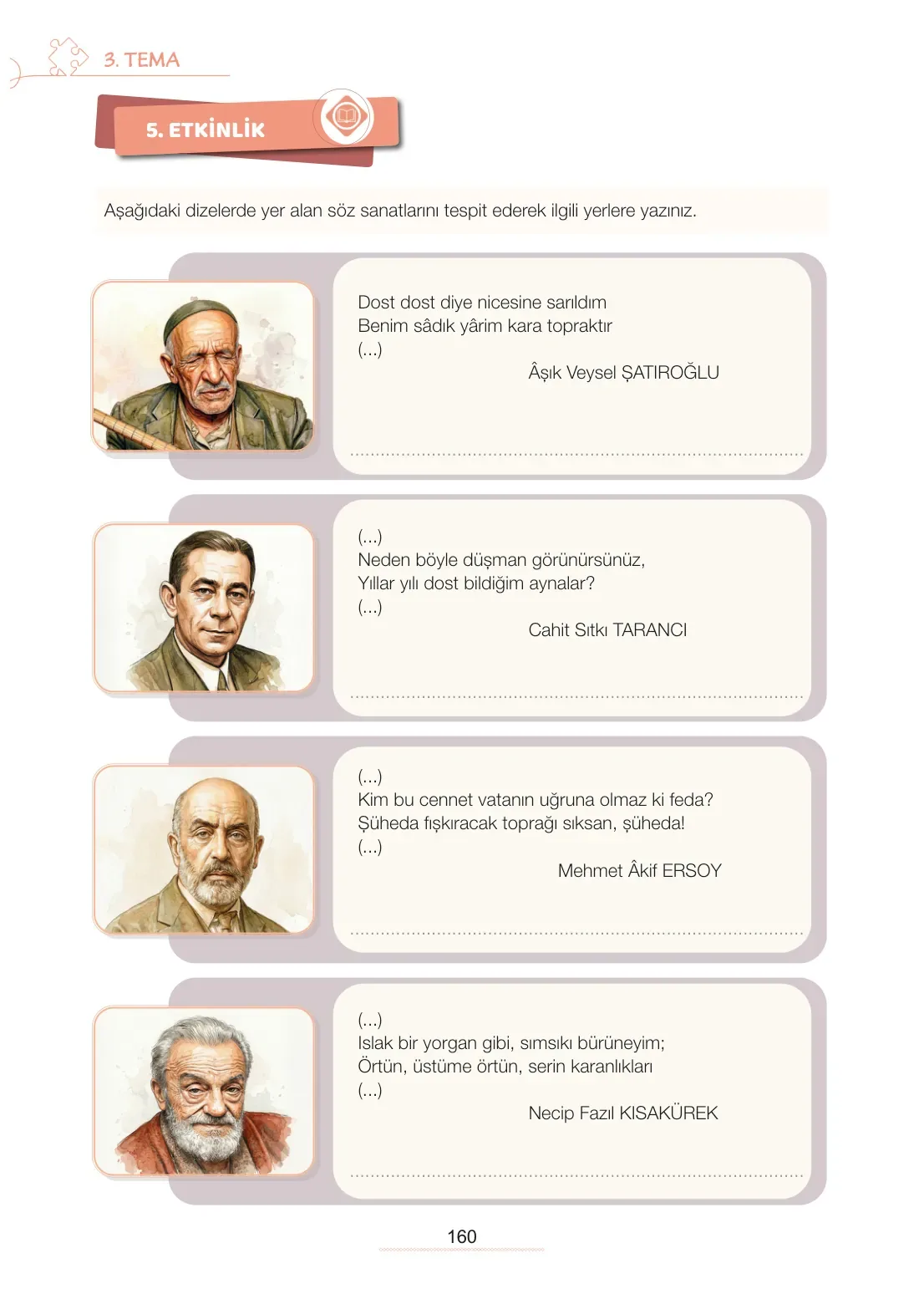 7. Sınıf Türkçe Ders Kitabı Cevapları Meb Yayınları 1. Kitap Sayfa 160