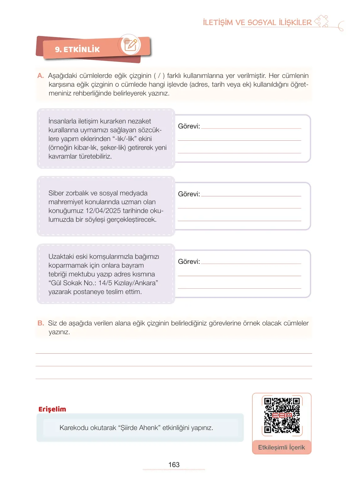 7. Sınıf Türkçe Ders Kitabı Cevapları Meb Yayınları 1. Kitap Sayfa 163
