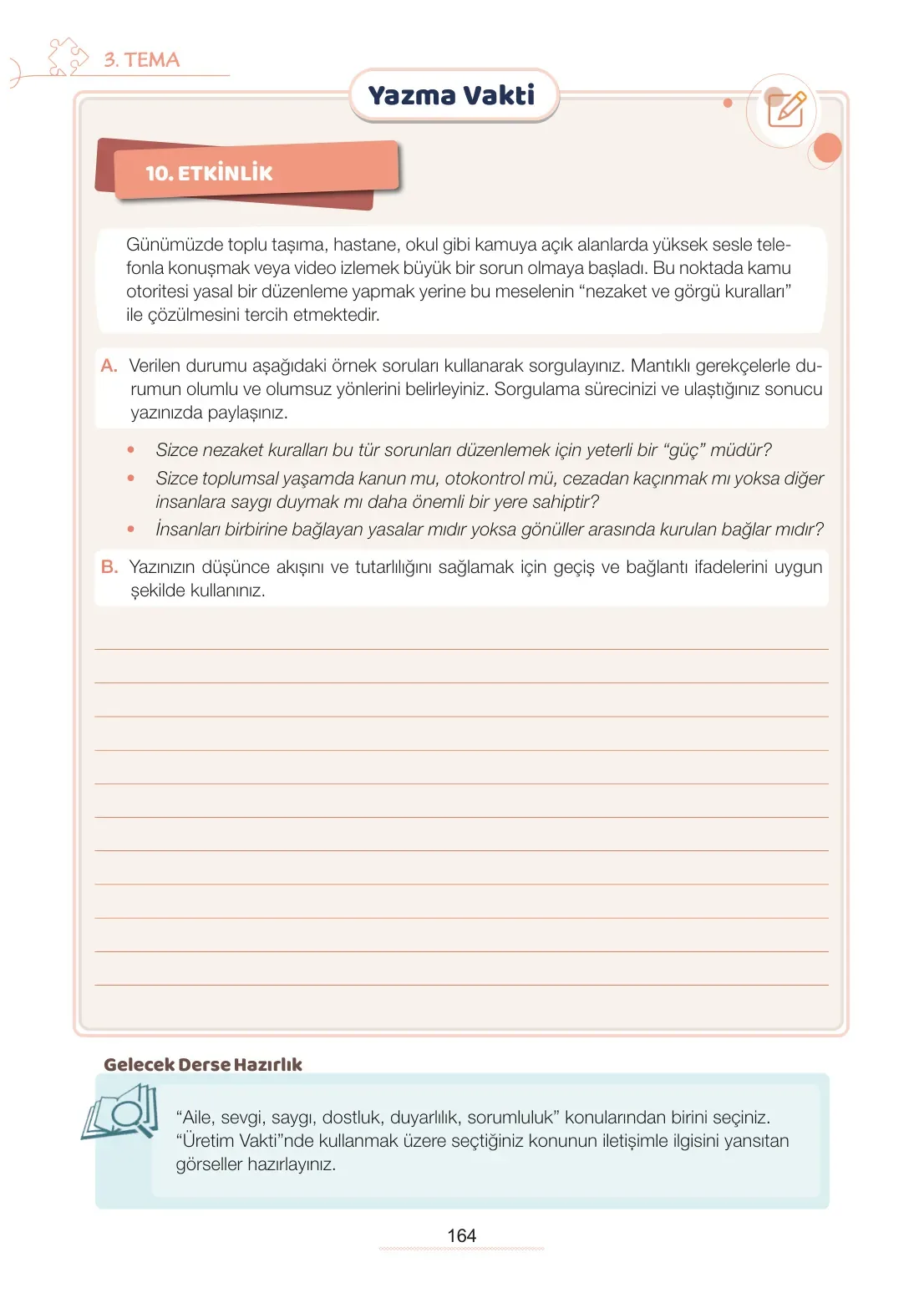 7. Sınıf Türkçe Ders Kitabı Cevapları Meb Yayınları 1. Kitap Sayfa 164
