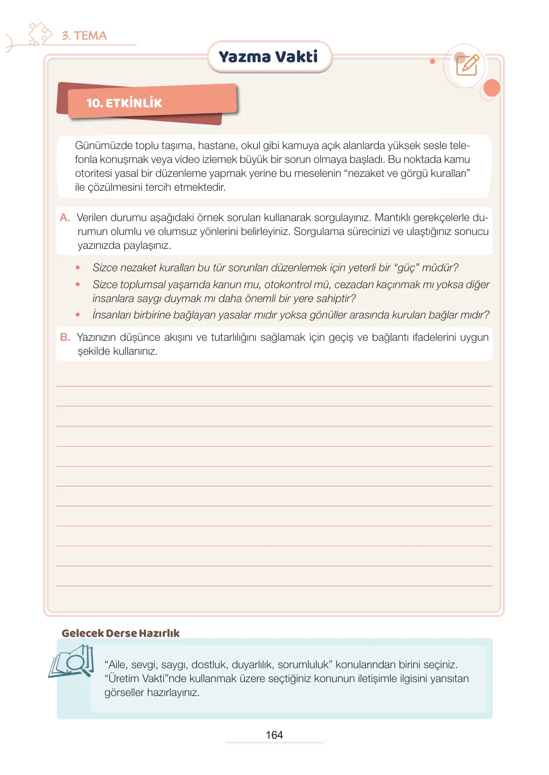 7. Sınıf Türkçe Ders Kitabı Cevapları Meb Yayınları 1. Kitap Sayfa 164