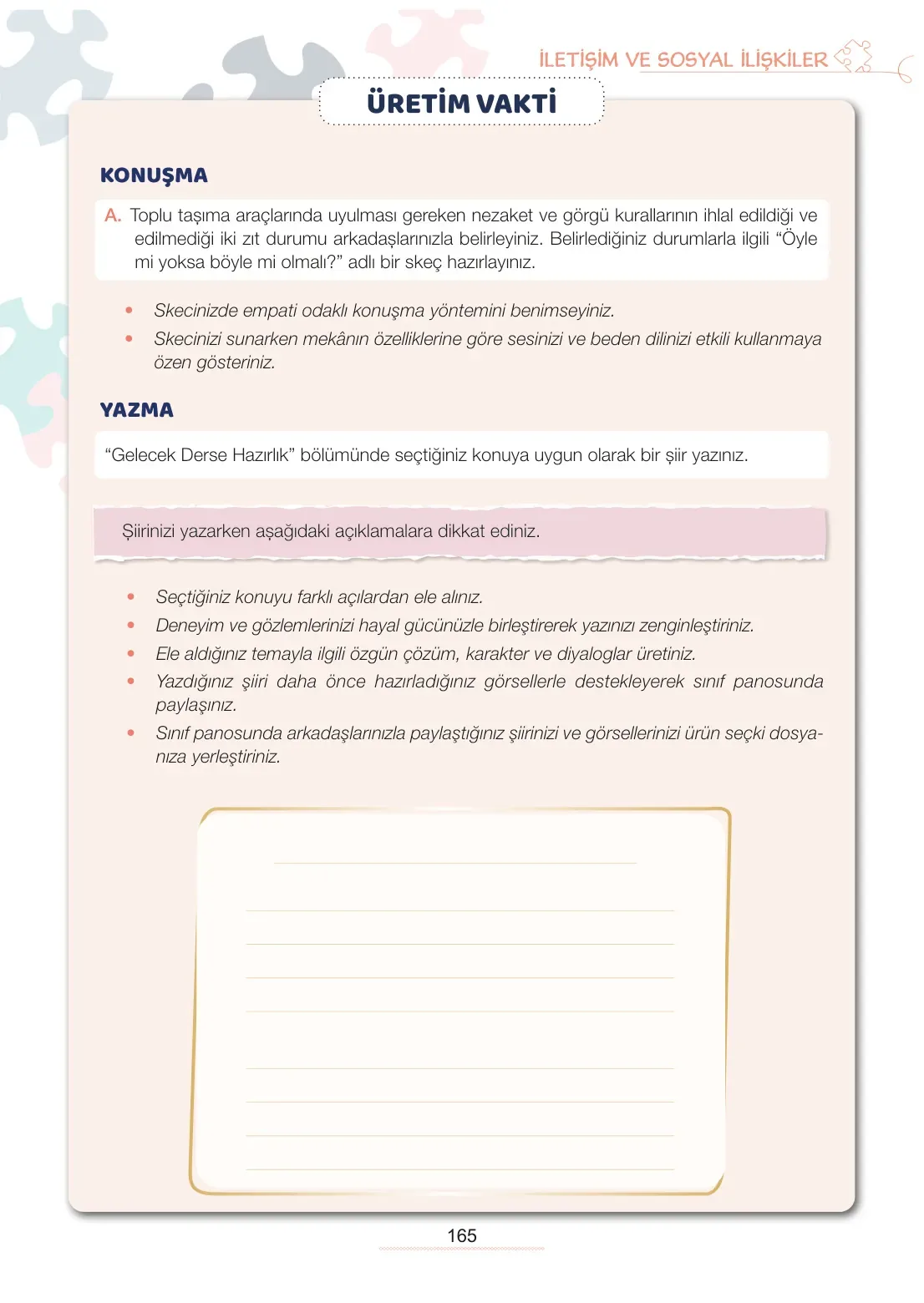 7. Sınıf Türkçe Ders Kitabı Cevapları Meb Yayınları 1. Kitap Sayfa 165