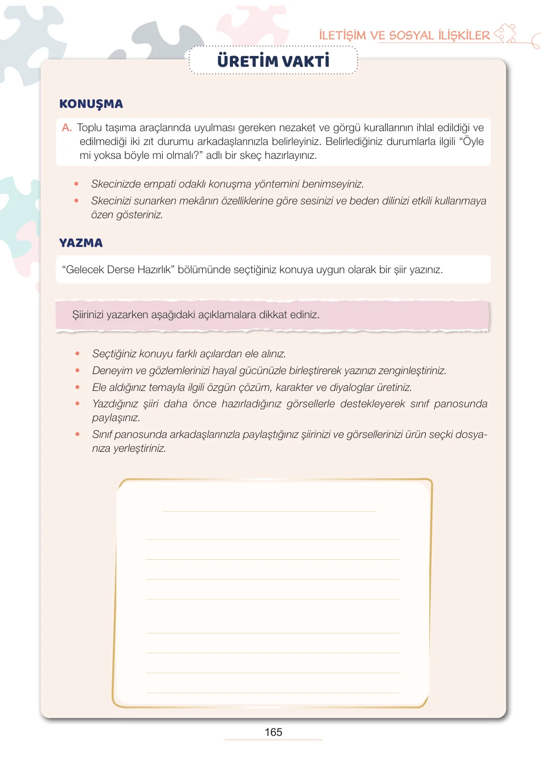 7. Sınıf Türkçe Ders Kitabı Cevapları Meb Yayınları 1. Kitap Sayfa 165