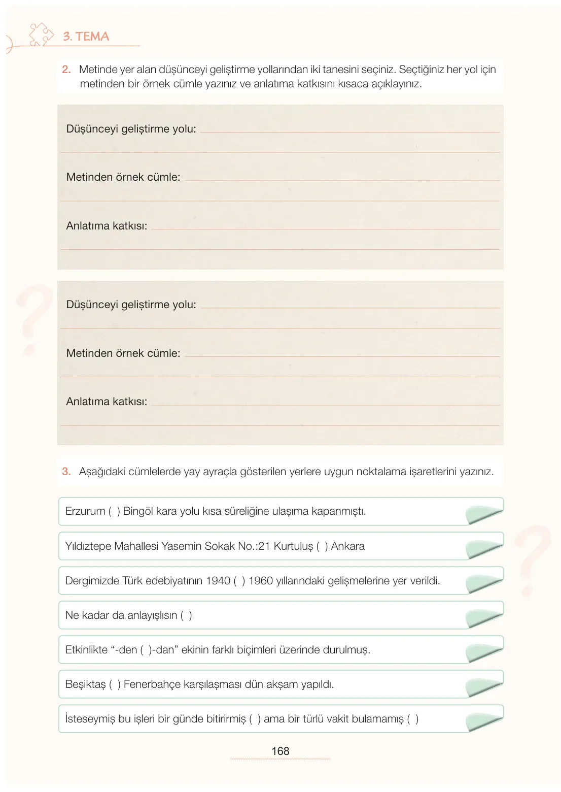7. Sınıf Türkçe Ders Kitabı Cevapları Meb Yayınları 1. Kitap Sayfa 168