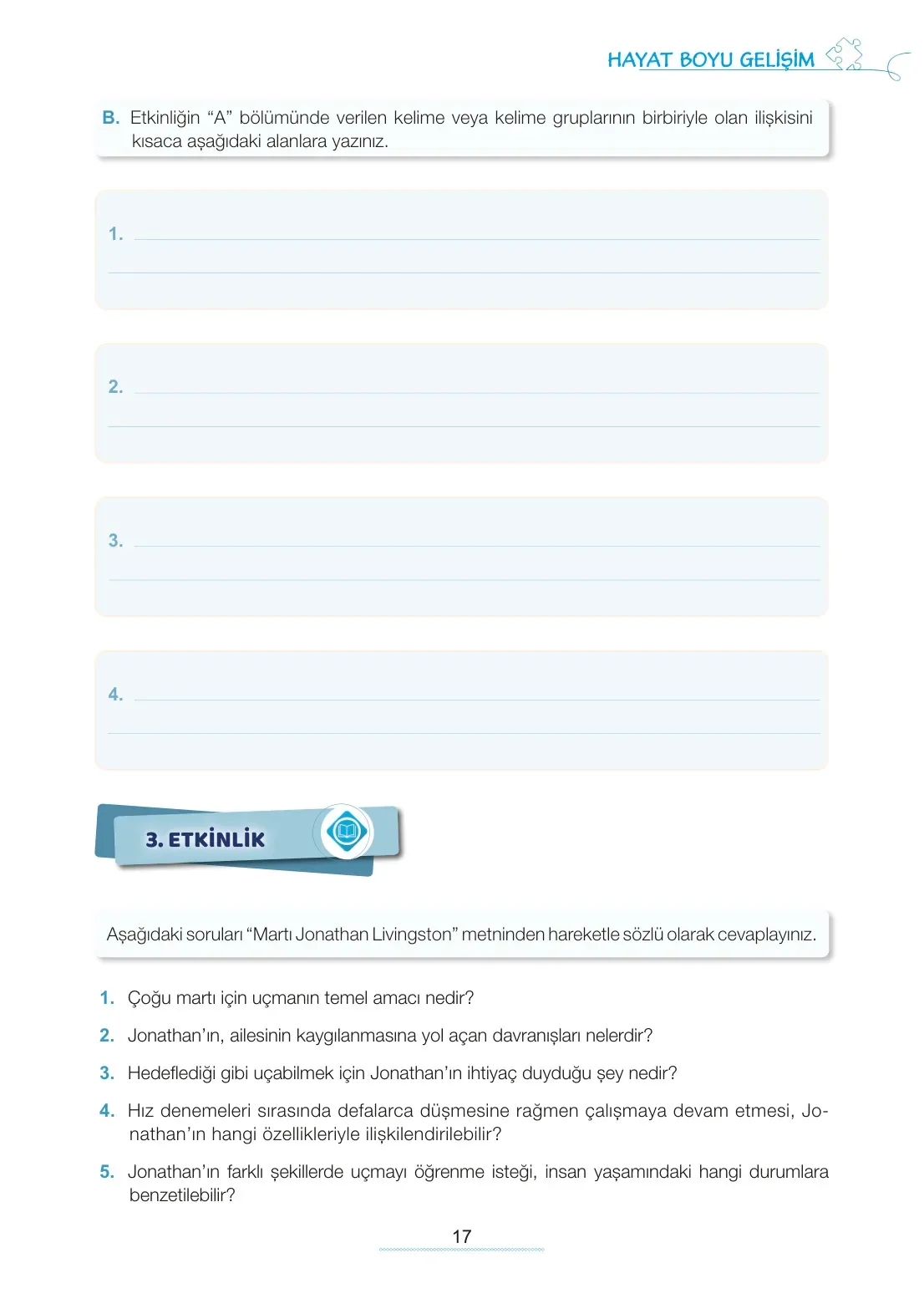 7. Sınıf Türkçe Ders Kitabı Cevapları Meb Yayınları 1. Kitap Sayfa 17
