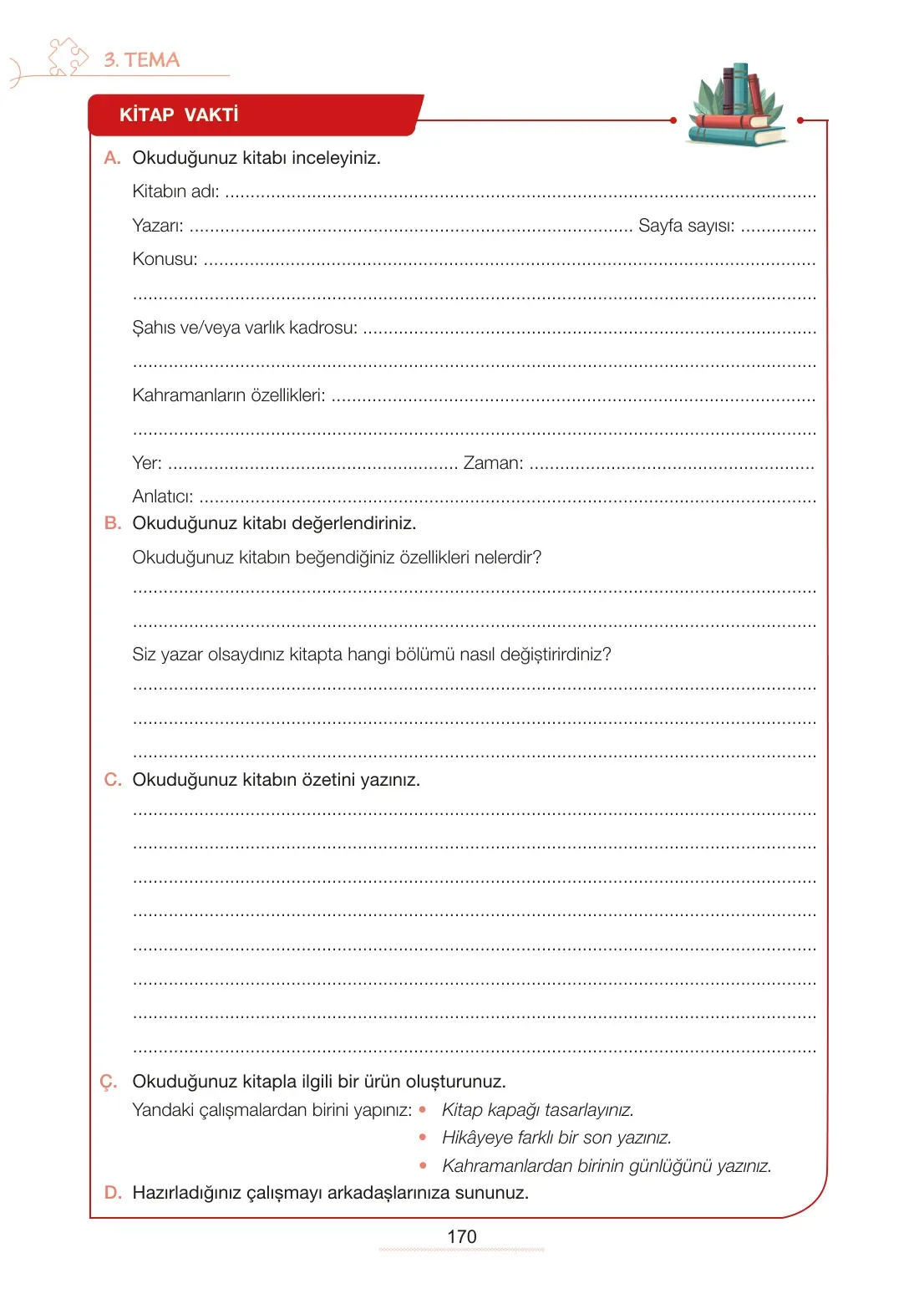 7. Sınıf Türkçe Ders Kitabı Cevapları Meb Yayınları 1. Kitap Sayfa 170