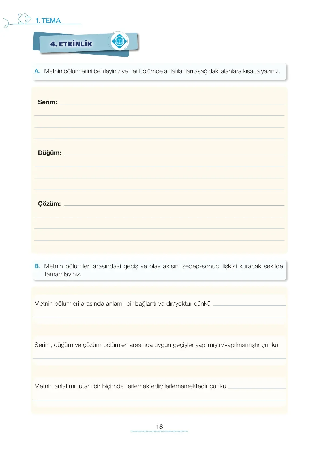 7. Sınıf Türkçe Ders Kitabı Cevapları Meb Yayınları 1. Kitap Sayfa 18