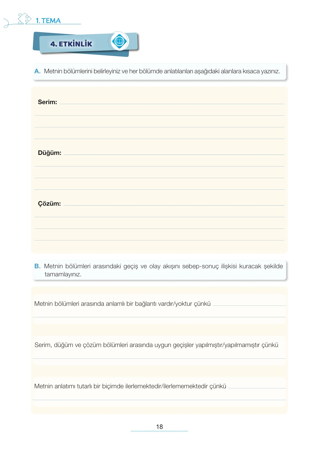 7. Sınıf Türkçe Ders Kitabı Cevapları Meb Yayınları 1. Kitap Sayfa 18