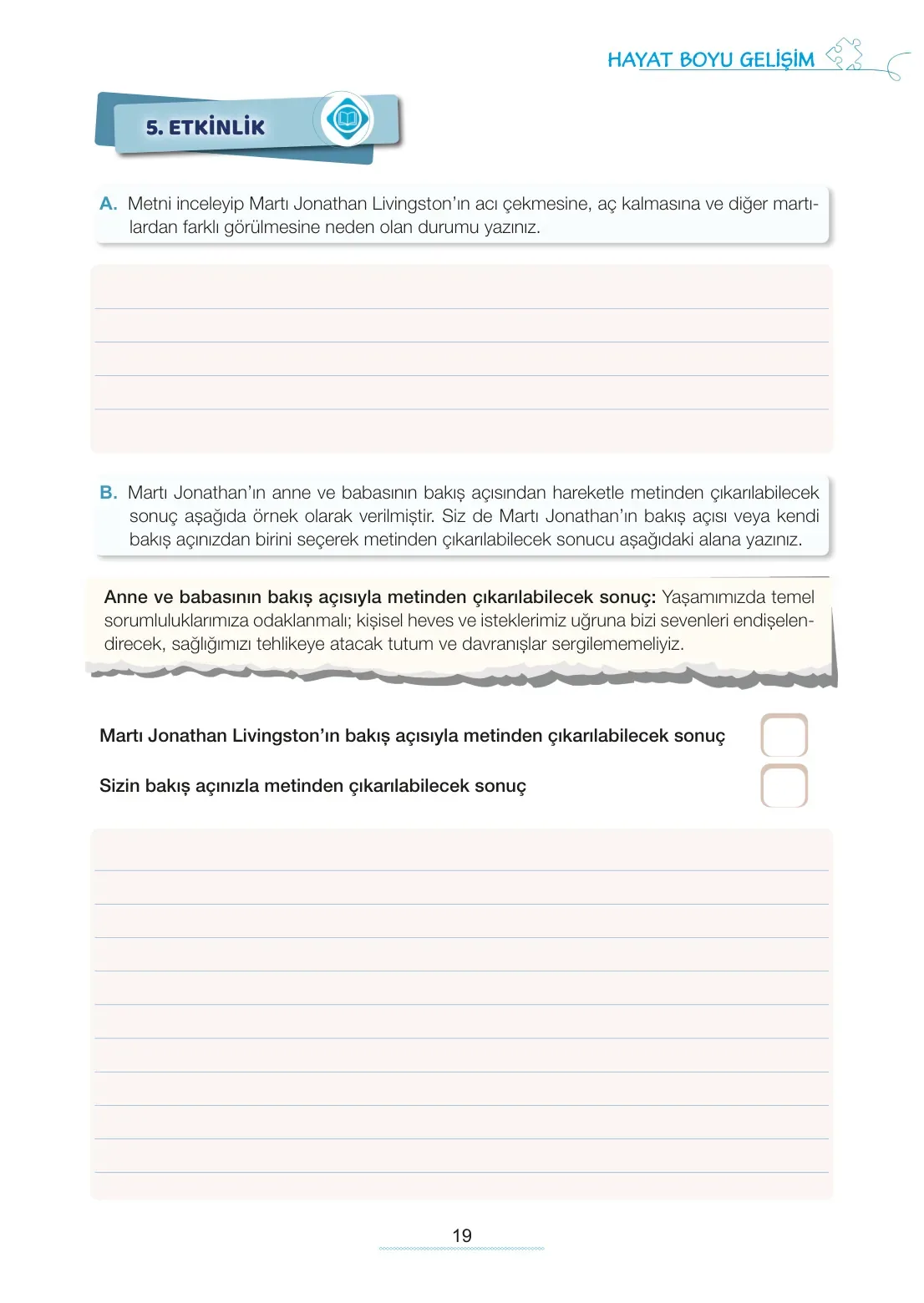 7. Sınıf Türkçe Ders Kitabı Cevapları Meb Yayınları 1. Kitap Sayfa 19
