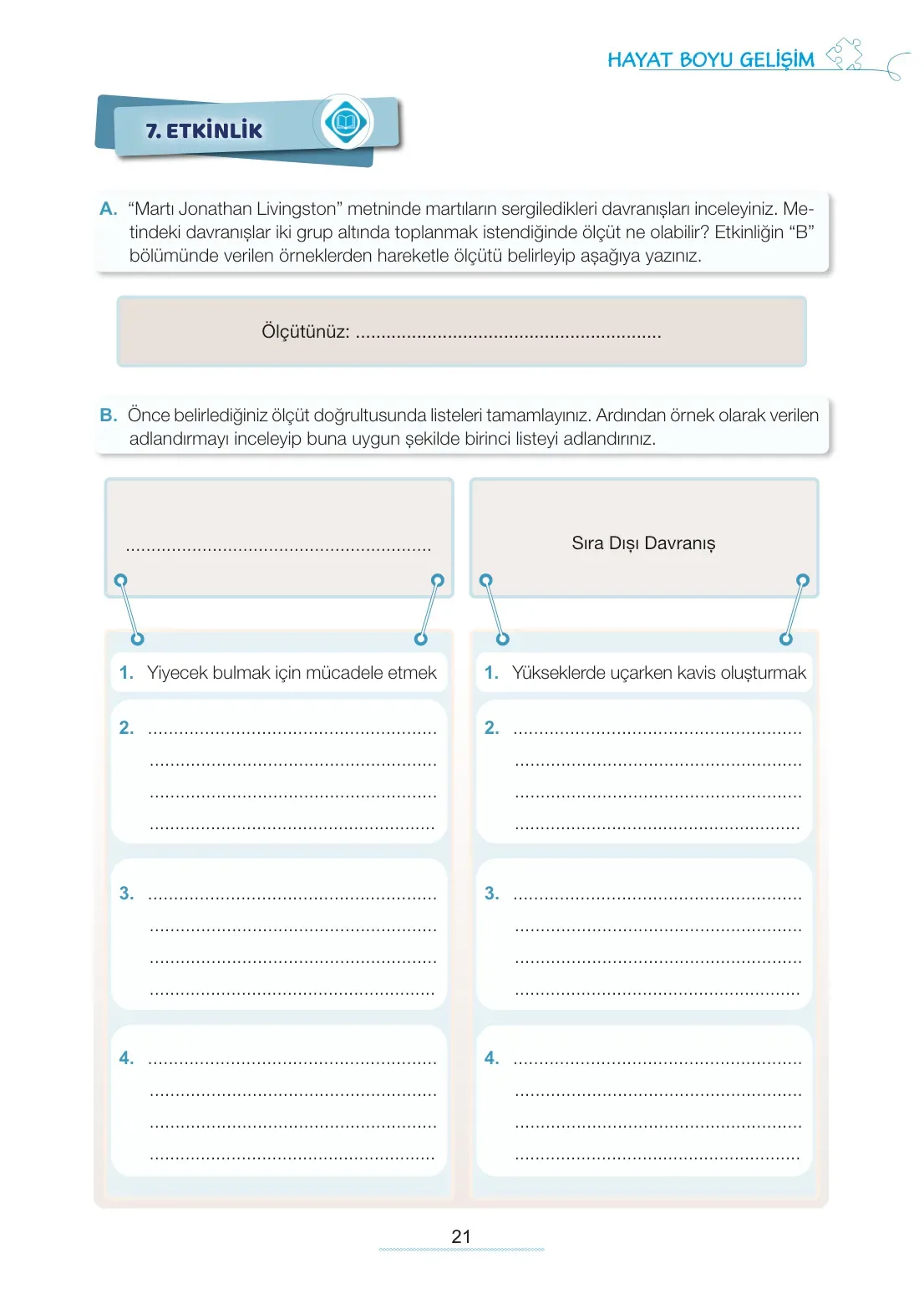 7. Sınıf Türkçe Ders Kitabı Cevapları Meb Yayınları 1. Kitap Sayfa 21