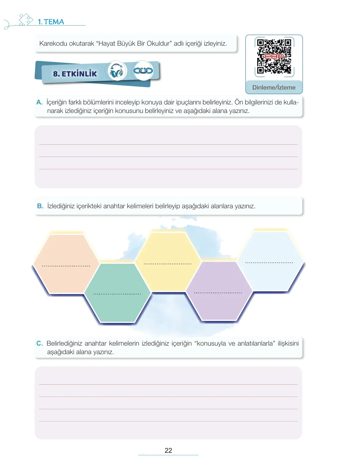 7. Sınıf Türkçe Ders Kitabı Cevapları Meb Yayınları 1. Kitap Sayfa 22