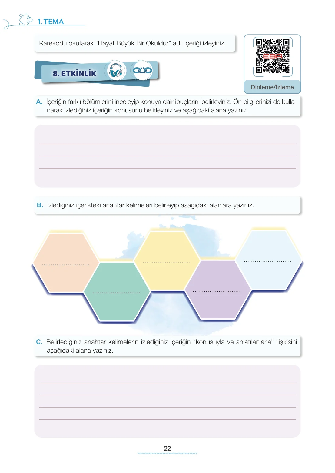 7. Sınıf Türkçe Ders Kitabı Cevapları Meb Yayınları 1. Kitap Sayfa 22