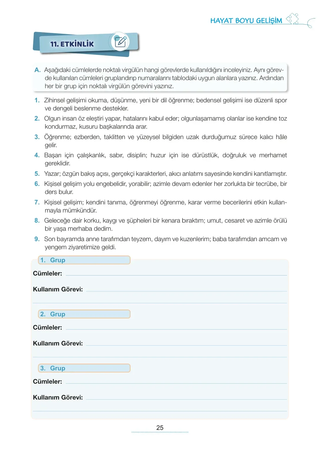 7. Sınıf Türkçe Ders Kitabı Cevapları Meb Yayınları 1. Kitap Sayfa 25
