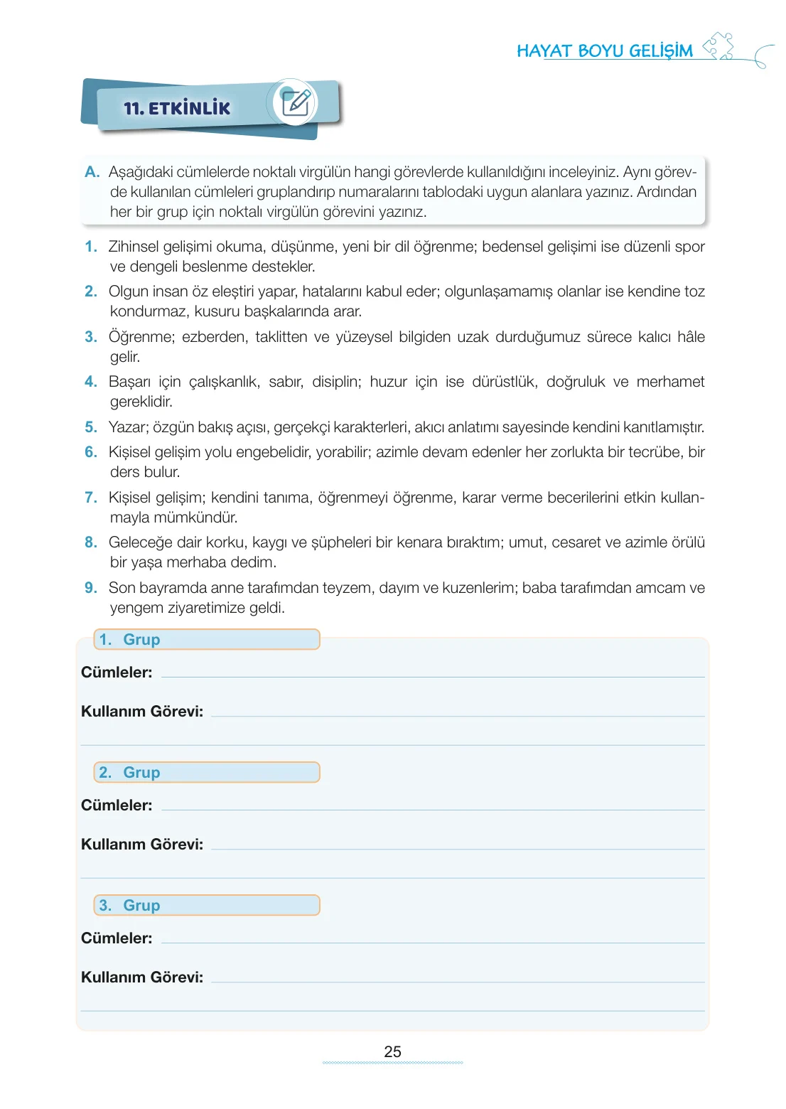 7. Sınıf Türkçe Ders Kitabı Cevapları Meb Yayınları 1. Kitap Sayfa 25