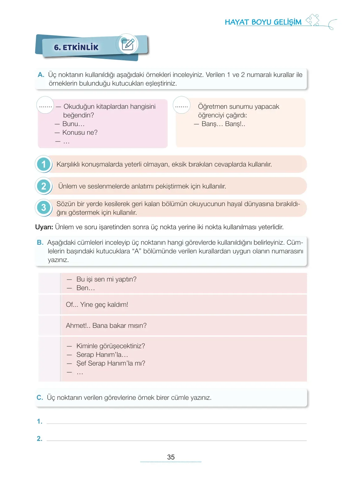 7. Sınıf Türkçe Ders Kitabı Cevapları Meb Yayınları 1. Kitap Sayfa 35
