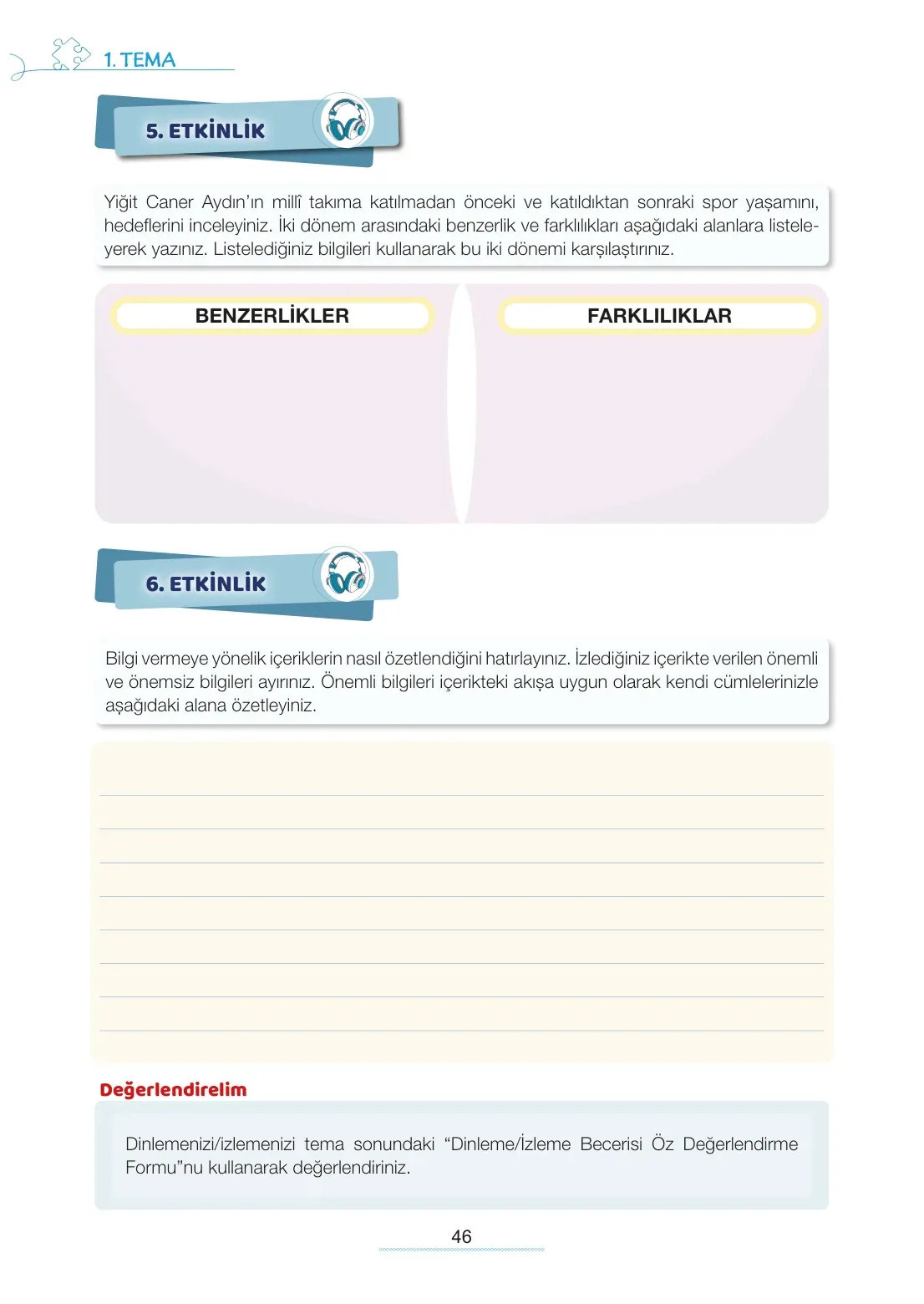 7. Sınıf Türkçe Ders Kitabı Cevapları Meb Yayınları 1. Kitap Sayfa 46