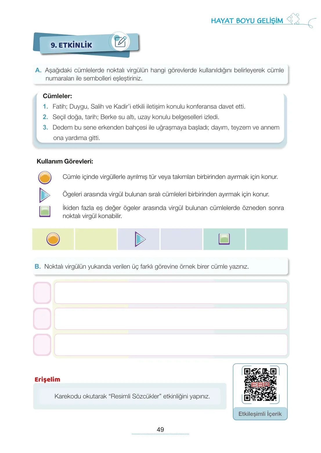 7. Sınıf Türkçe Ders Kitabı Cevapları Meb Yayınları 1. Kitap Sayfa 49