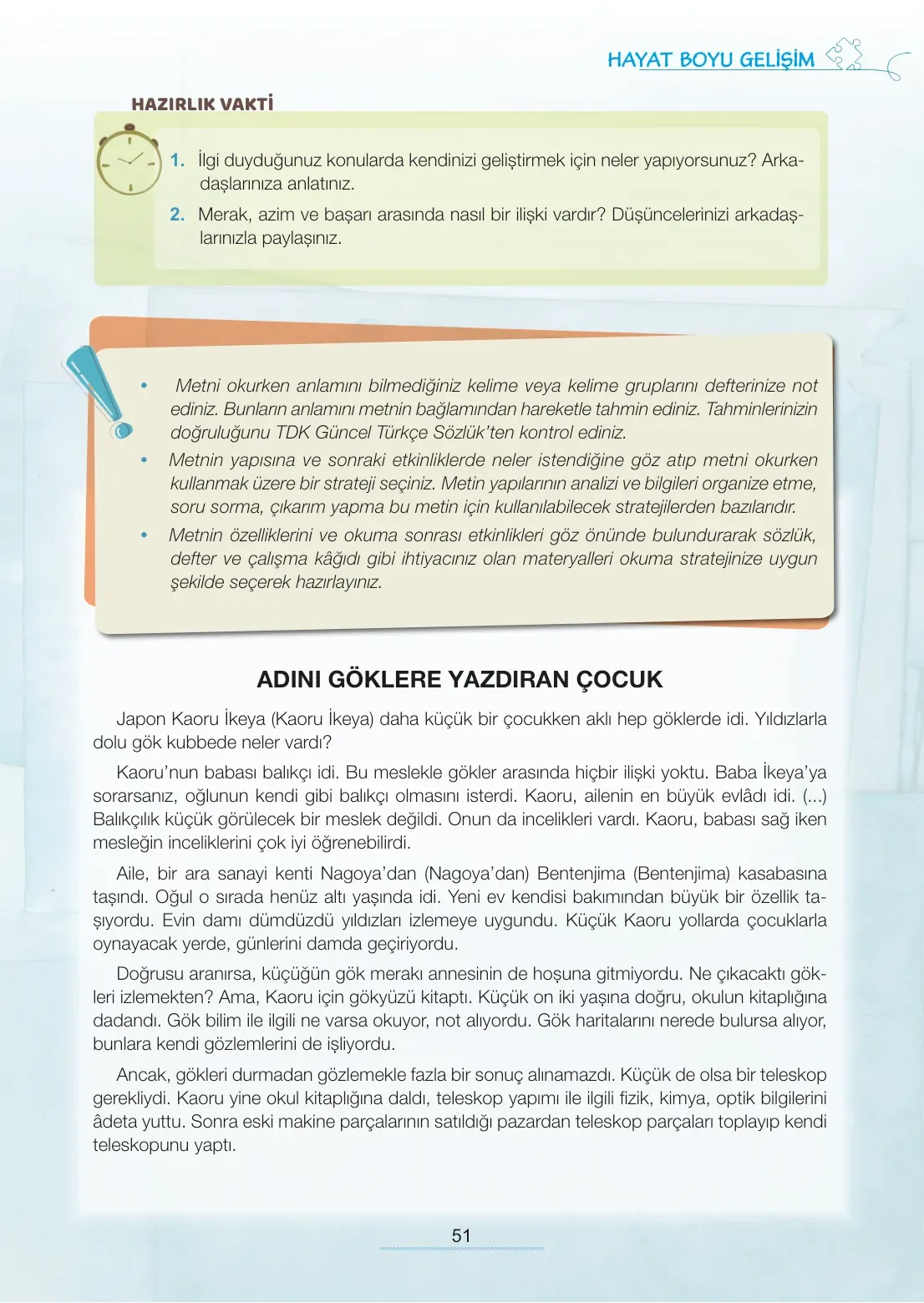 7. Sınıf Türkçe Ders Kitabı Cevapları Meb Yayınları 1. Kitap Sayfa 51
