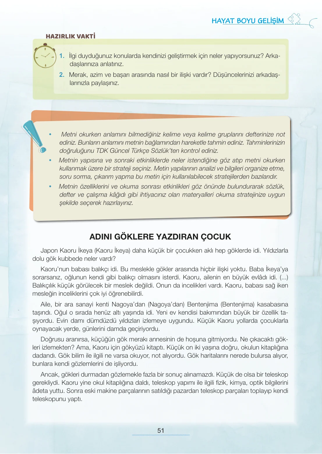 7. Sınıf Türkçe Ders Kitabı Cevapları Meb Yayınları 1. Kitap Sayfa 51