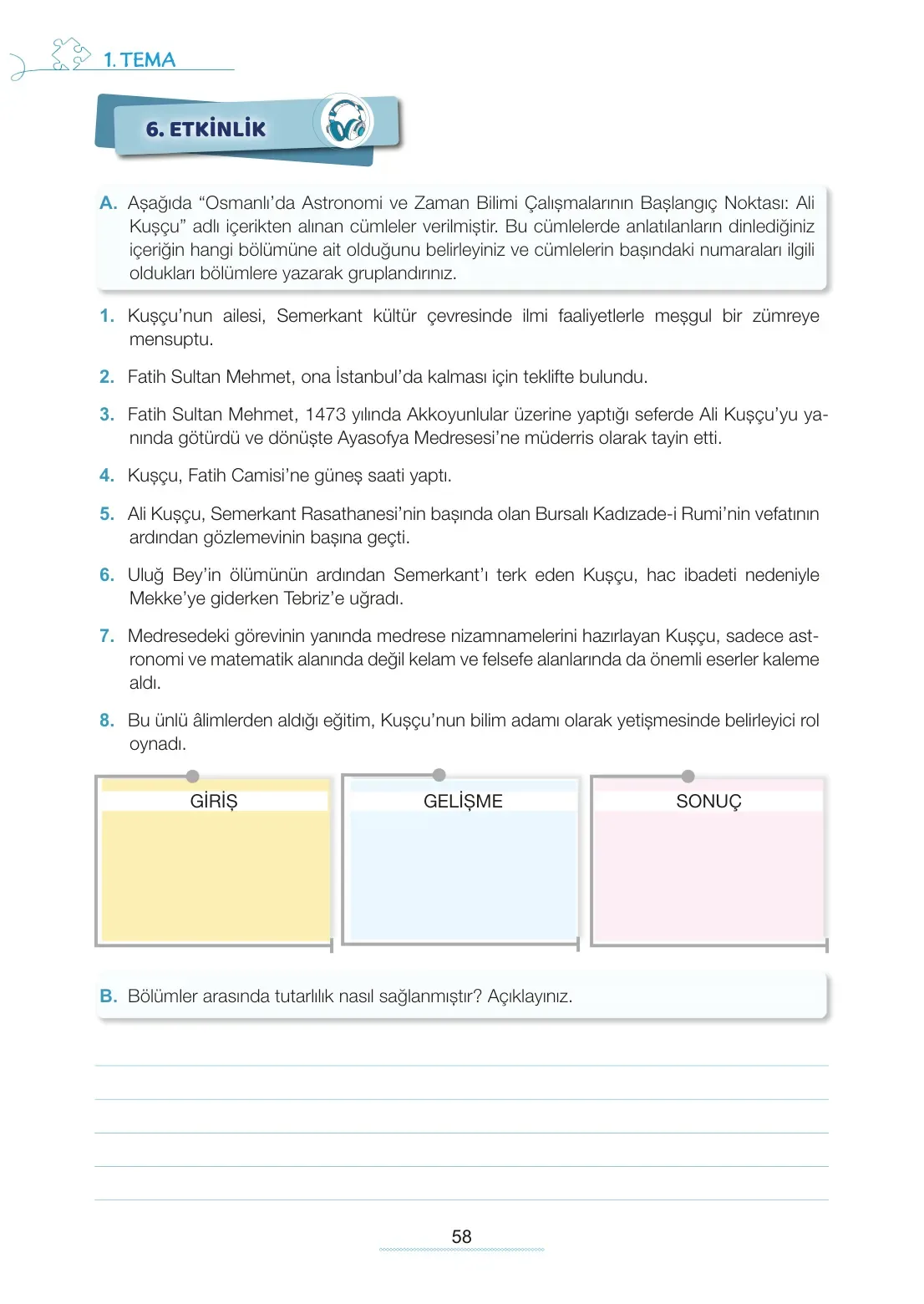 7. Sınıf Türkçe Ders Kitabı Cevapları Meb Yayınları 1. Kitap Sayfa 58