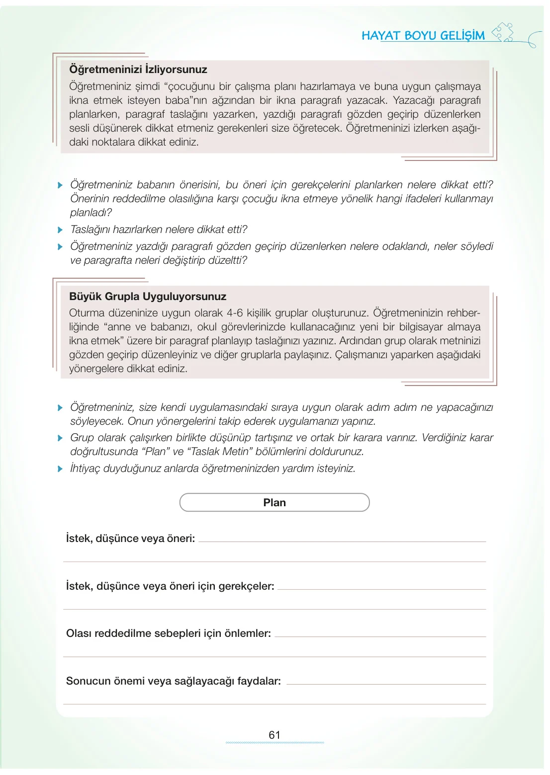 7. Sınıf Türkçe Ders Kitabı Cevapları Meb Yayınları 1. Kitap Sayfa 61