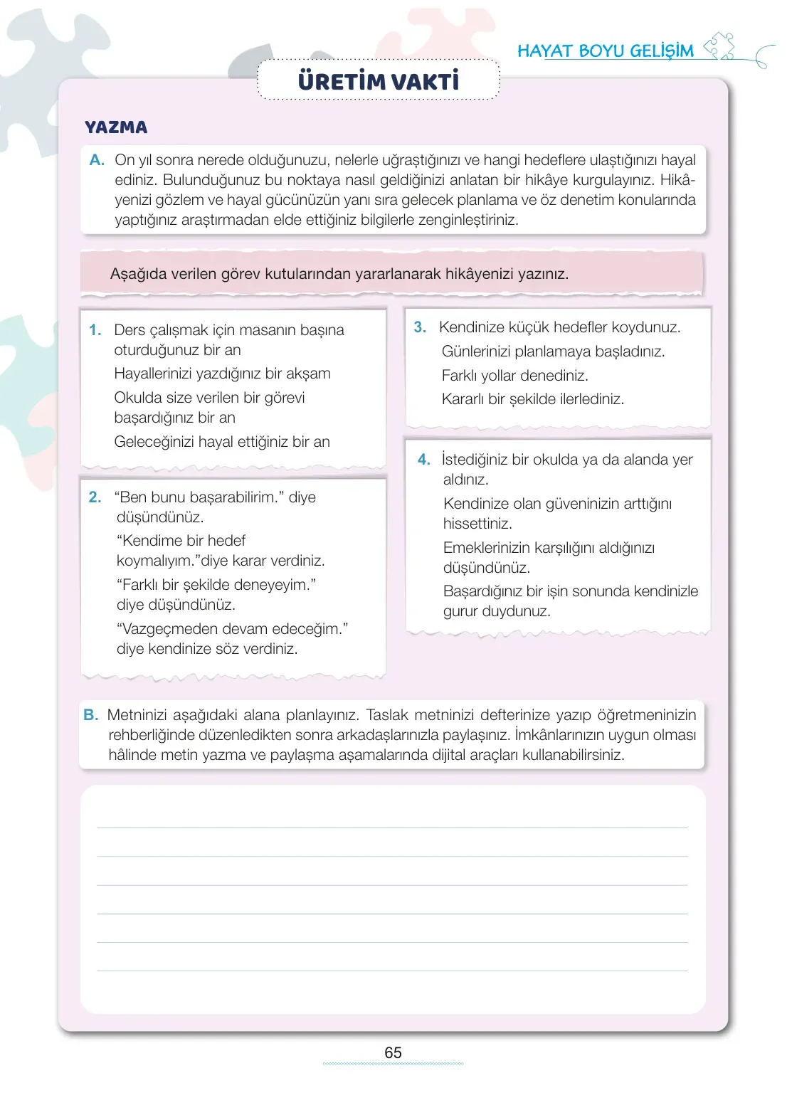 7. Sınıf Türkçe Ders Kitabı Cevapları Meb Yayınları 1. Kitap Sayfa 65