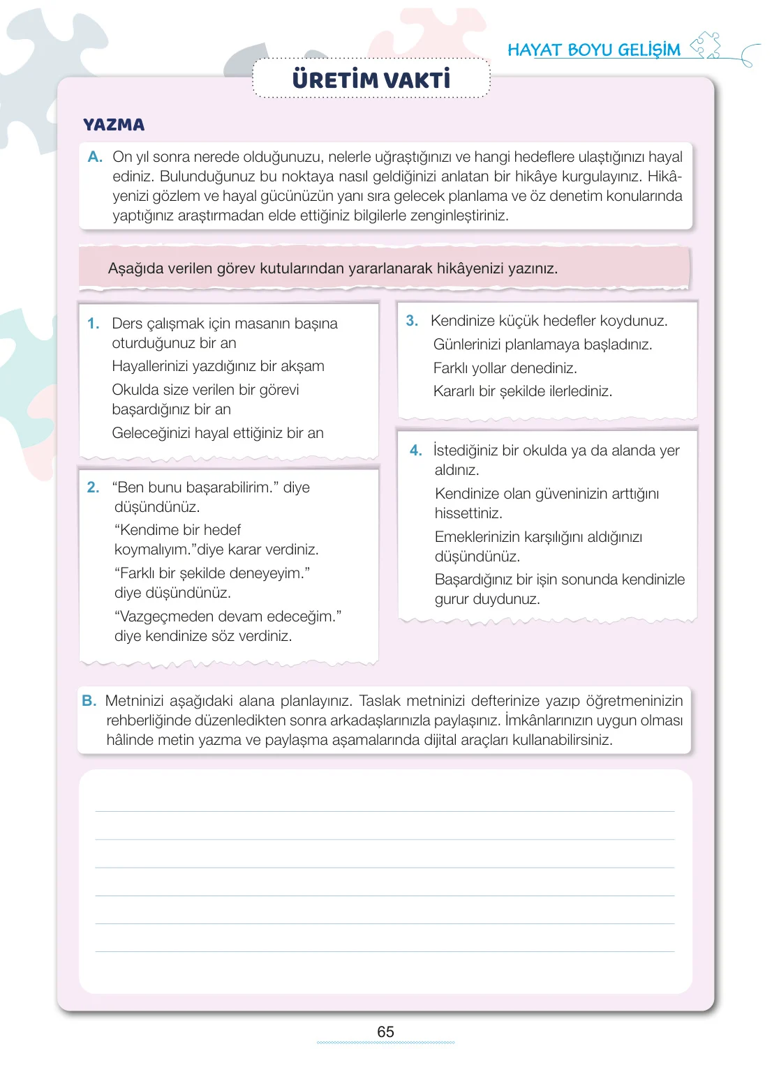 7. Sınıf Türkçe Ders Kitabı Cevapları Meb Yayınları 1. Kitap Sayfa 65